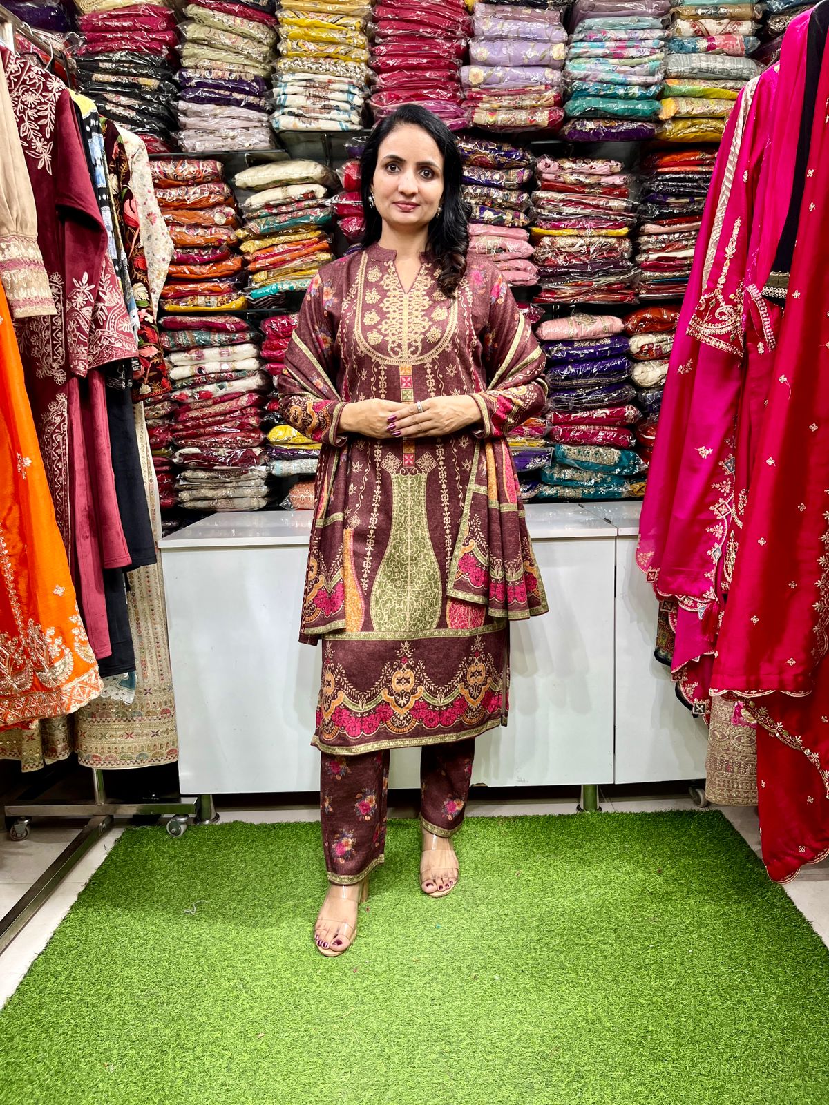 Designer Karachi Wool Suit Set - Image 4