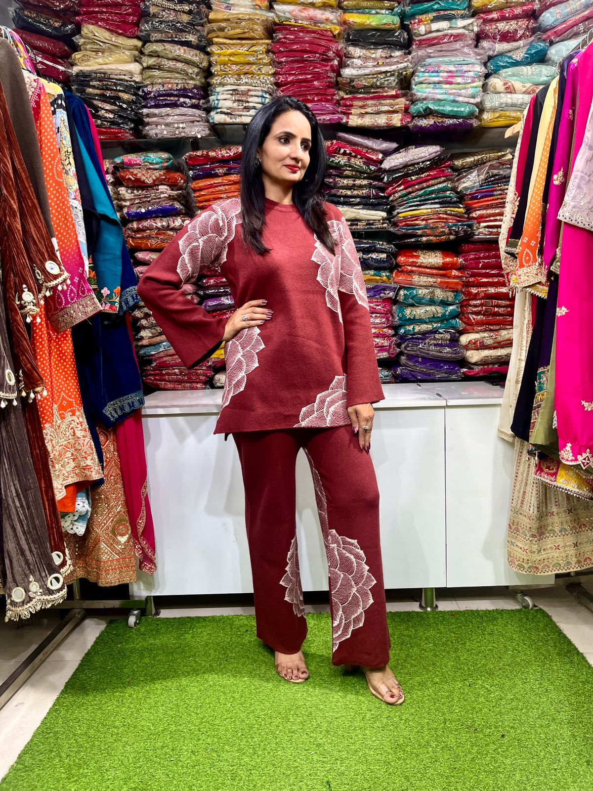 Designer Knitted Woollen Coord Set - Image 2