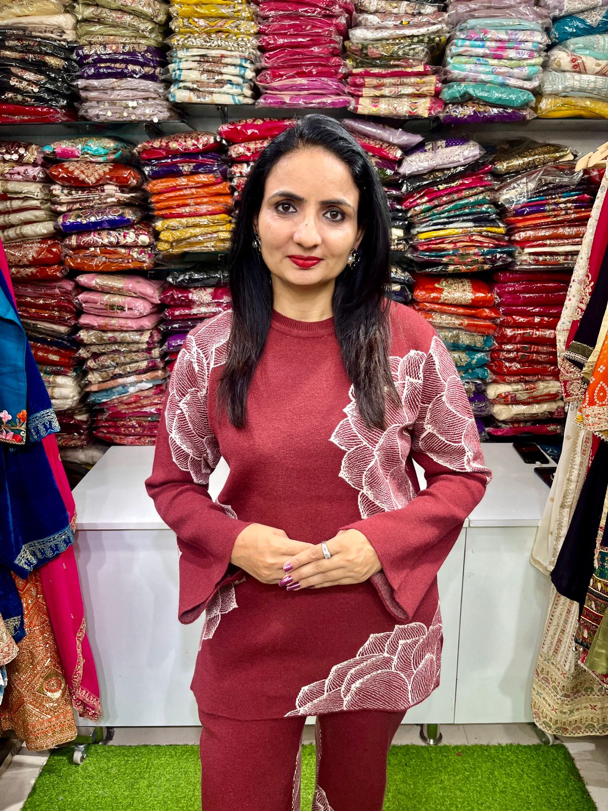 Designer Knitted Woollen Coord Set - Image 3