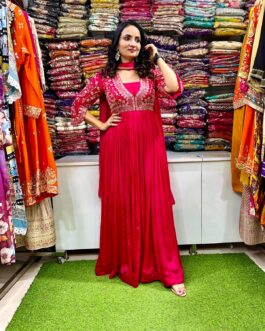 Designer Party Wear Hand Embroidered Gown