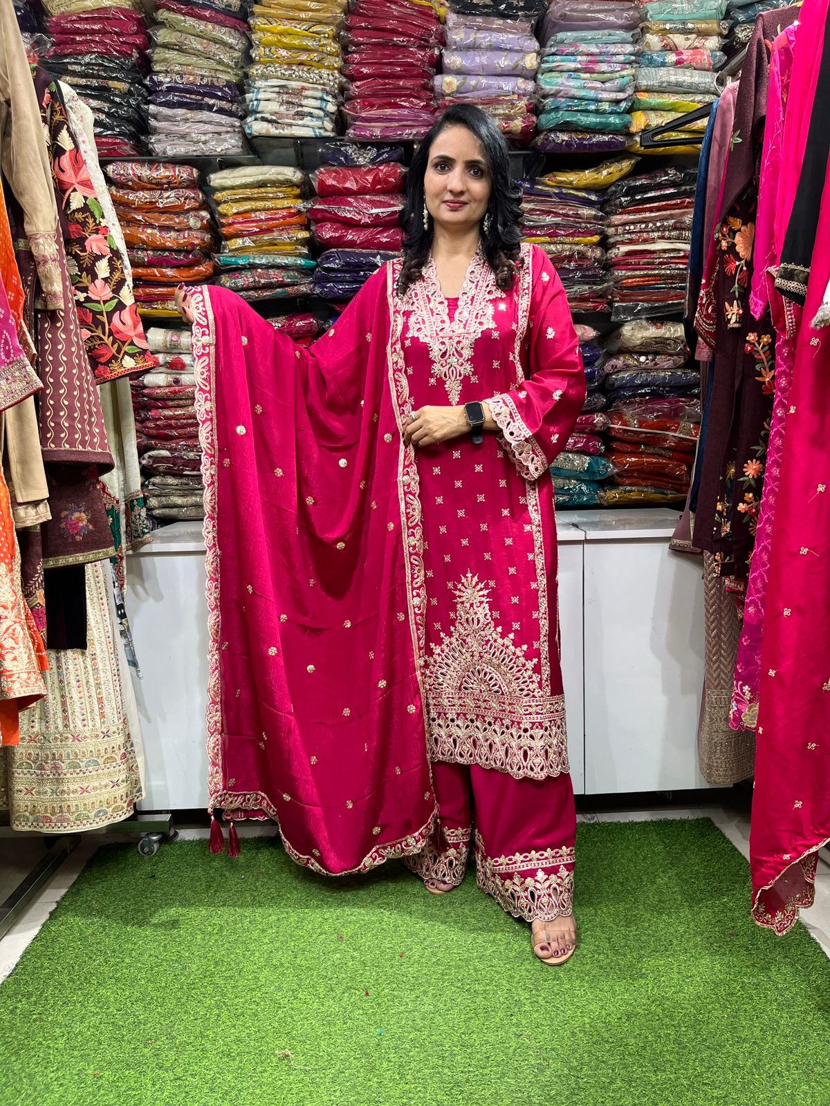 Designer Pure Chinon Suit Set