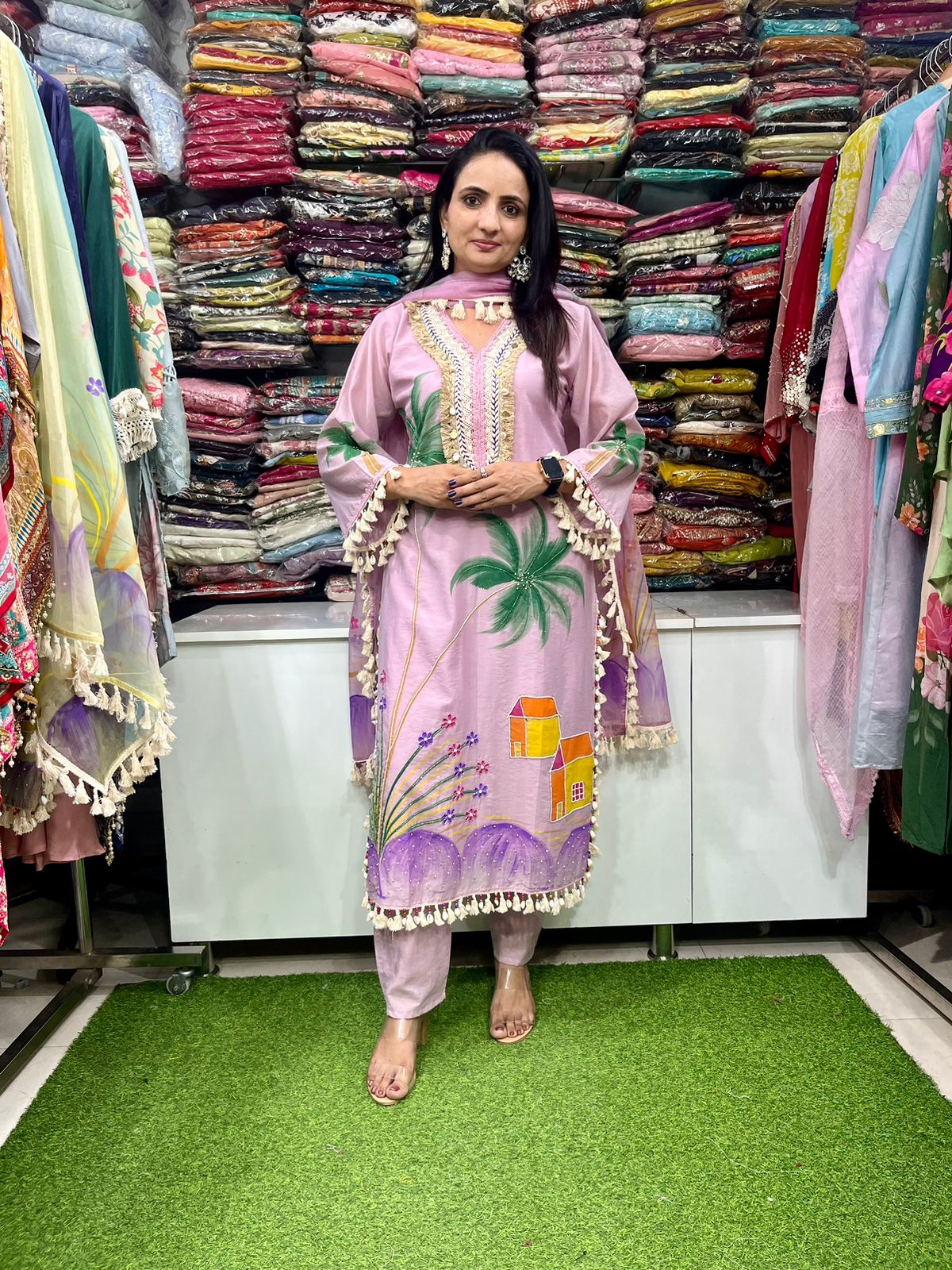 Designer Pure Cotton Suit Set - Image 4