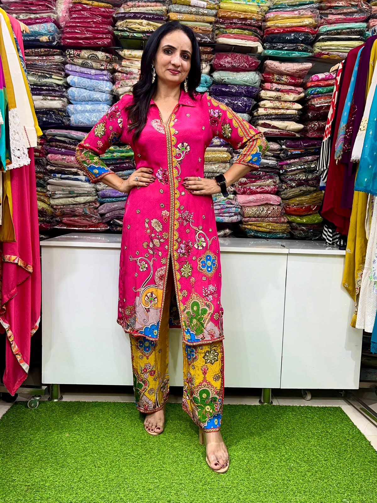 Designer Pure Crape Digital Print Coord Set - Image 3