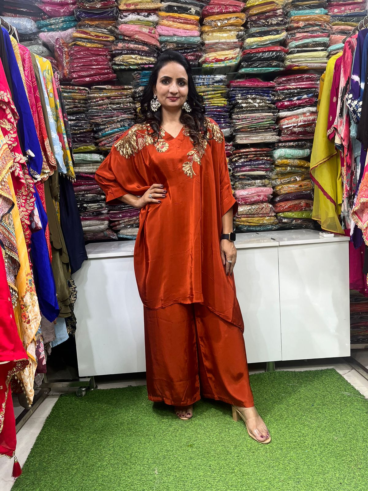 Designer Pure Crape Hand Embroidered Coord Set - Image 2