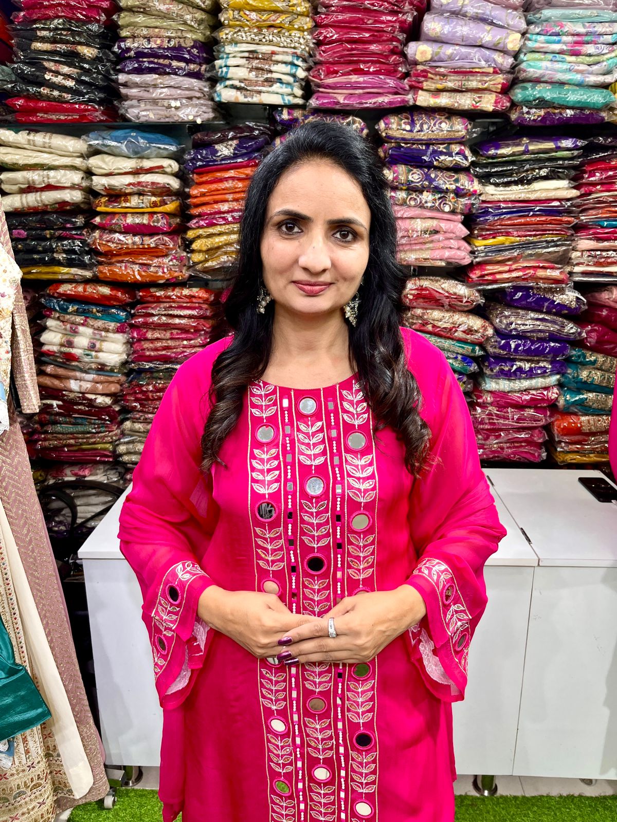 Designer Sharara Suit Set with Real Mirror Embroidery - Image 2