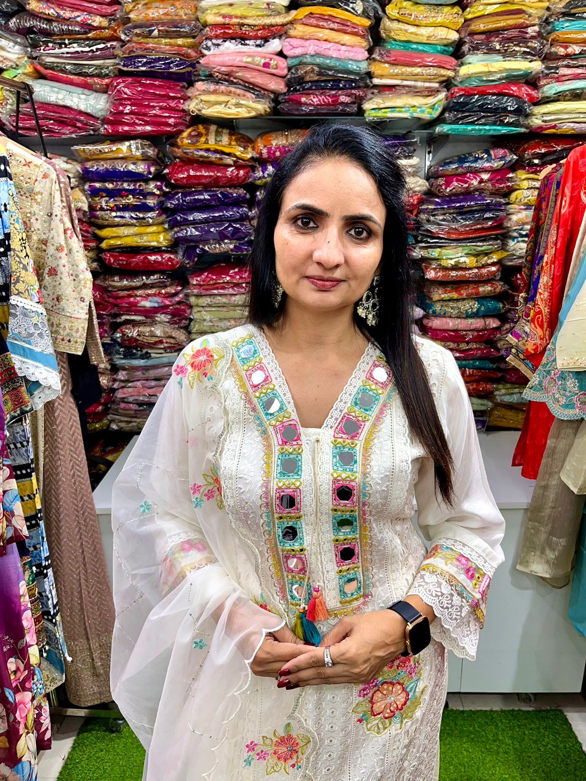 Designer Suit with Real Mirror Embroidery - Image 4