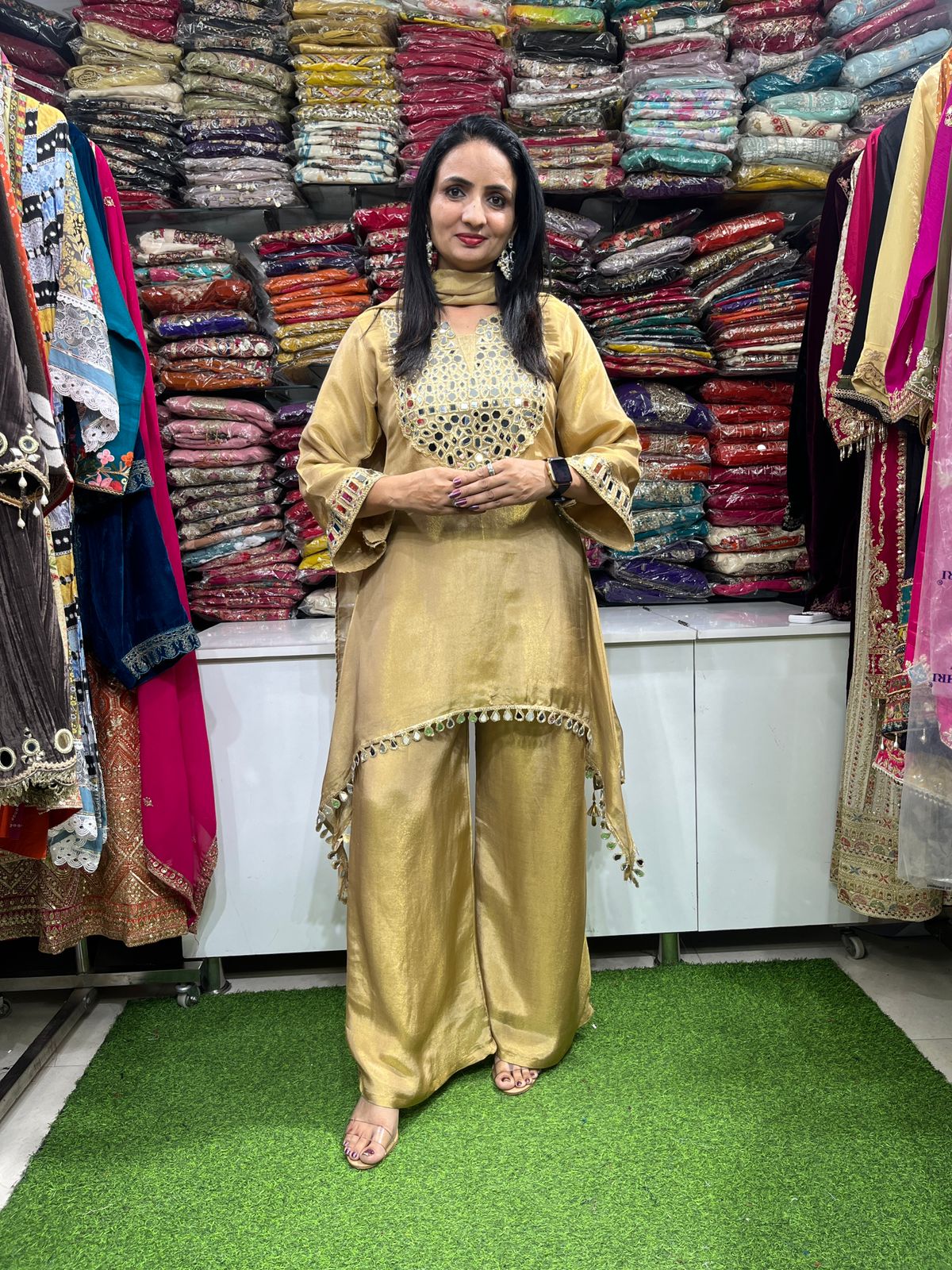 Designer Tissue Simmer Suit Set - Image 3