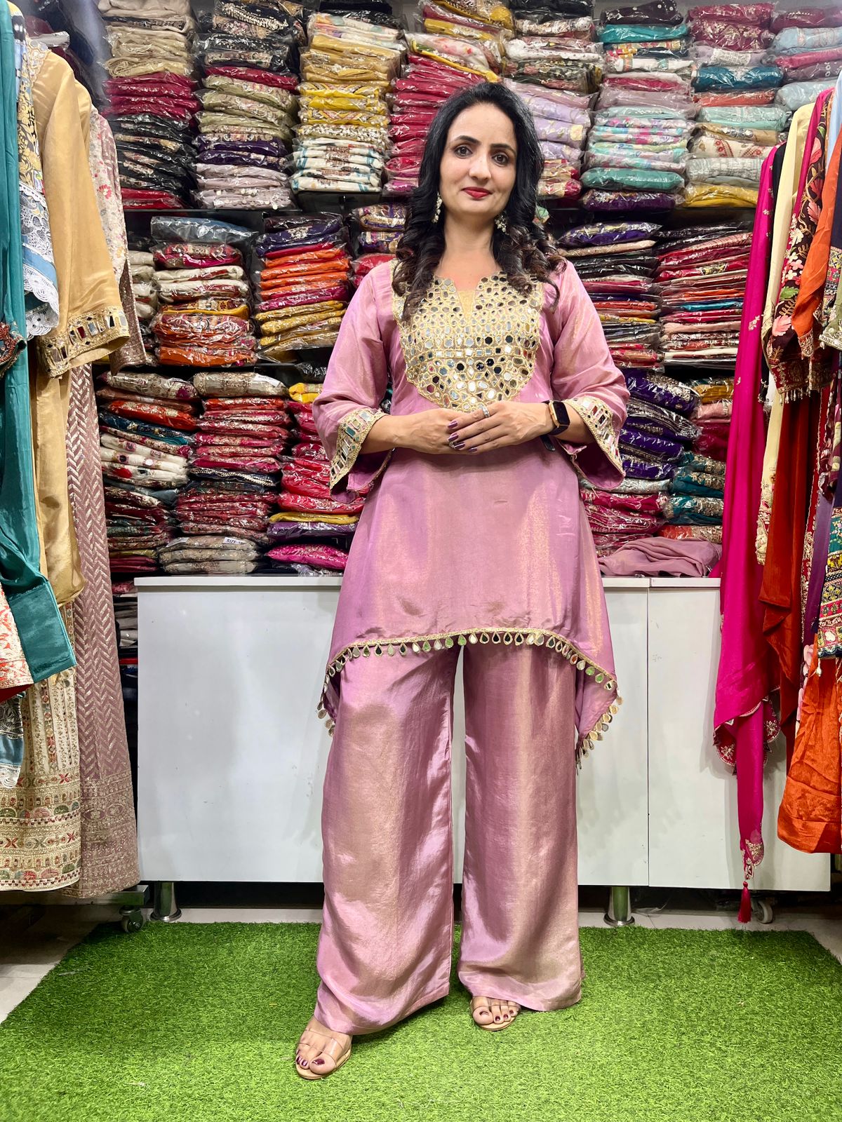 Designer Tissue Simmer Suit Set - Image 2