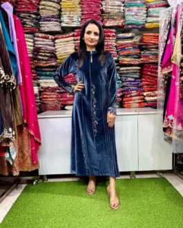 Designer Velvet Dress with Hand Embroidery