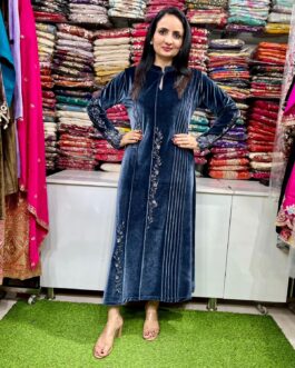 Designer Velvet Dress with Hand Embroidery