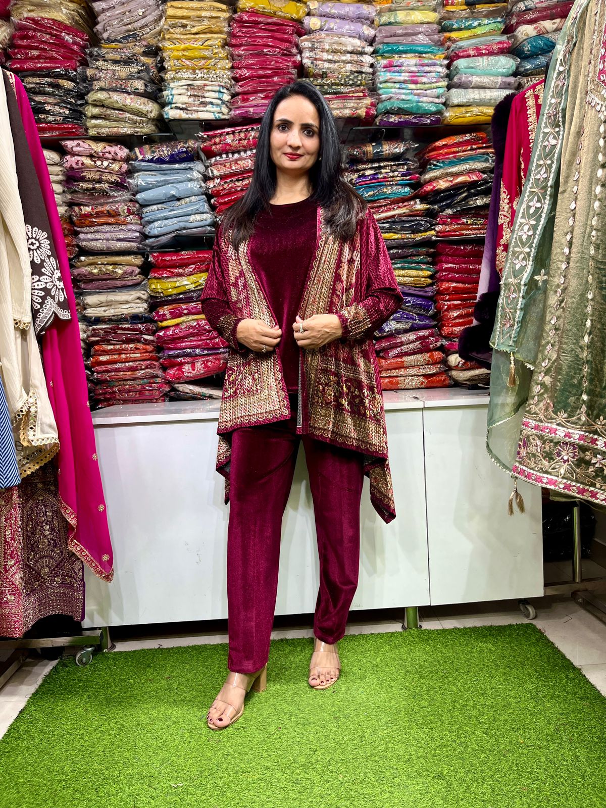 Designer Velvet Kaftan Coord Set