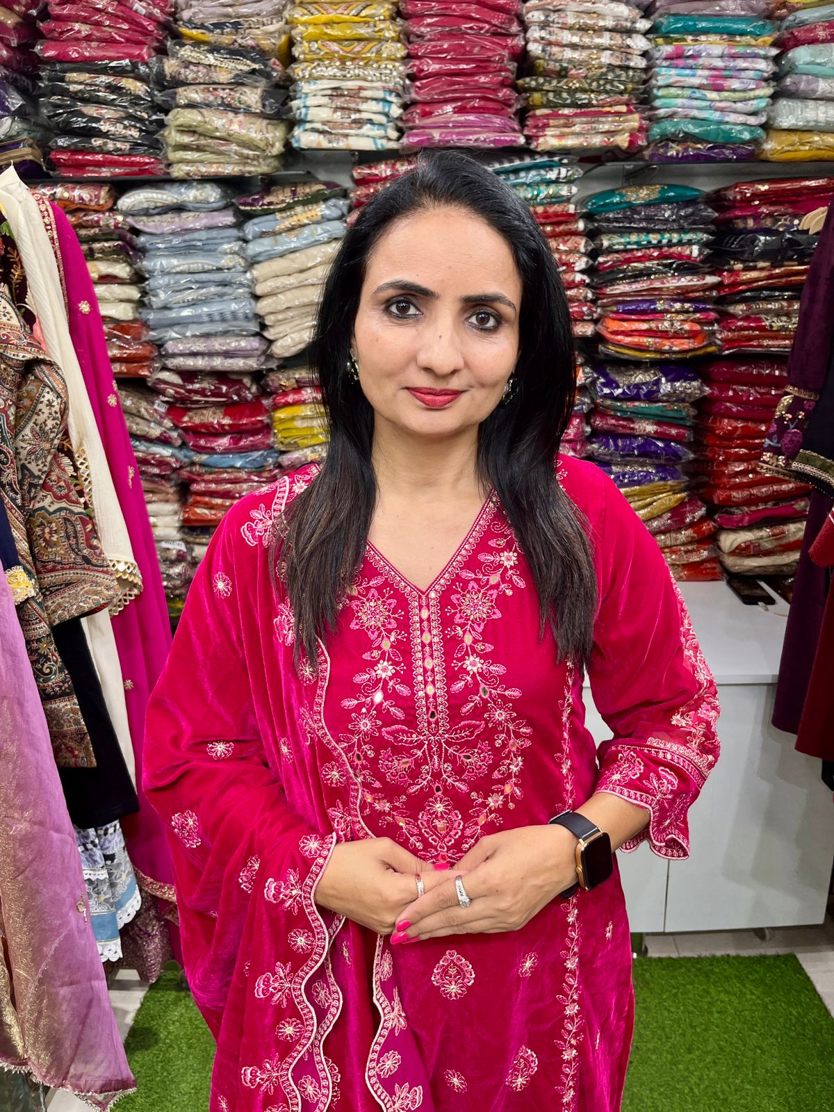 Designer Velvet Suit Set - Image 2