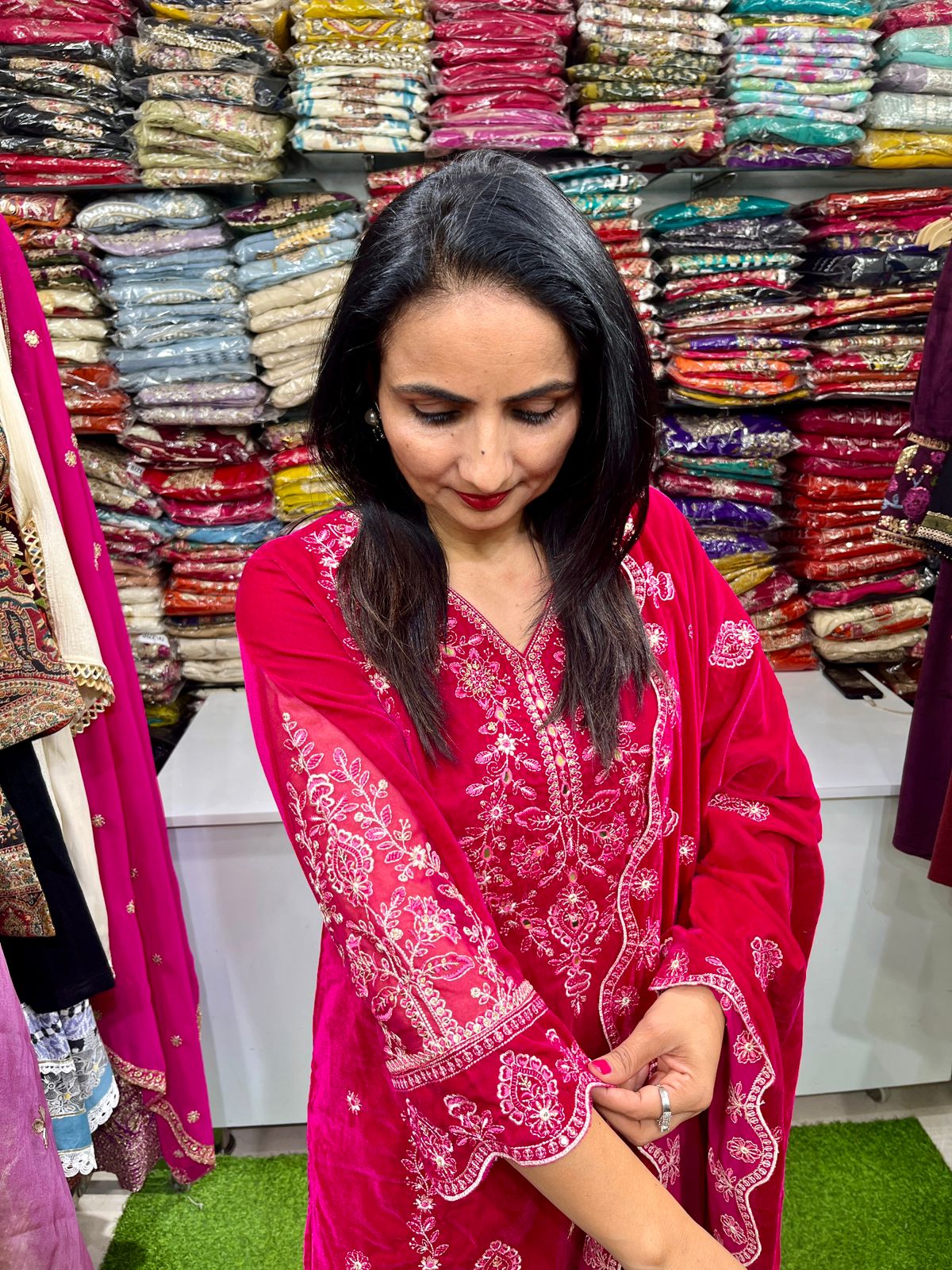 Designer Velvet Suit Set - Image 3