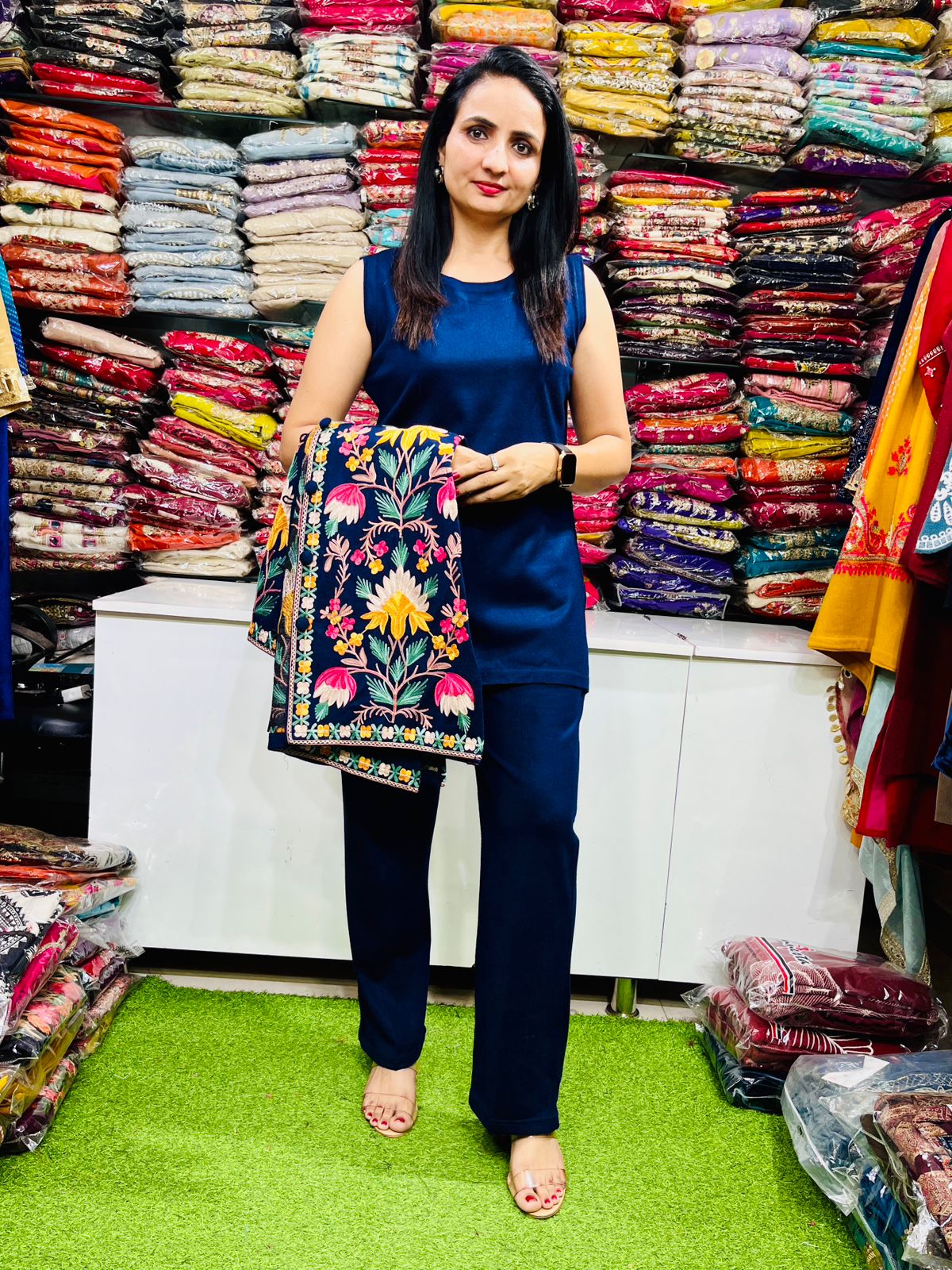 Designer Woollen Embroidered Coord Set - Image 7