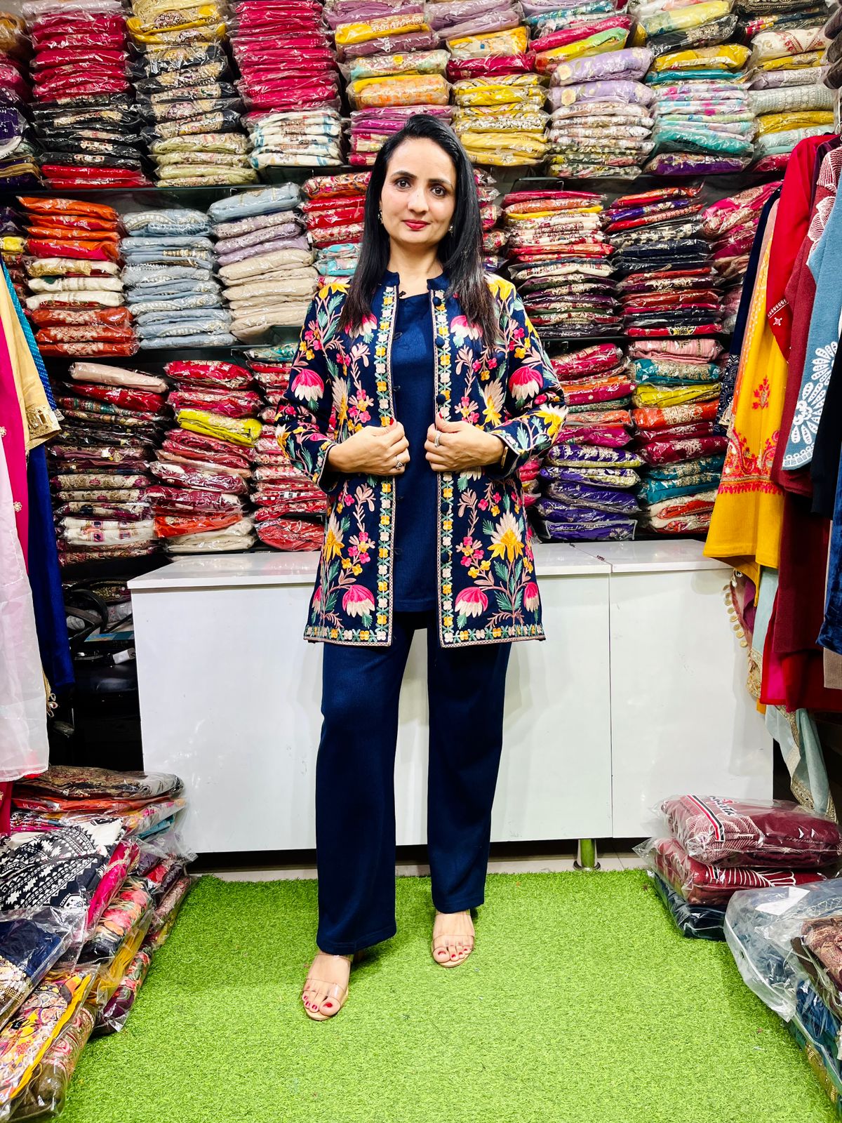 Designer Woollen Embroidered Coord Set - Image 6