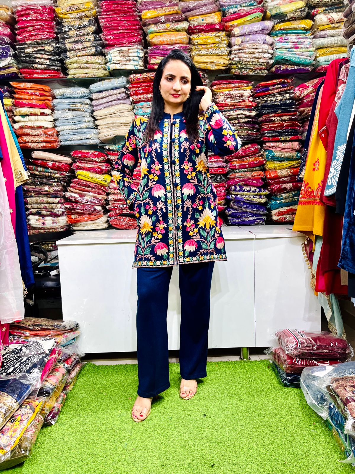 Designer Woollen Embroidered Coord Set - Image 4