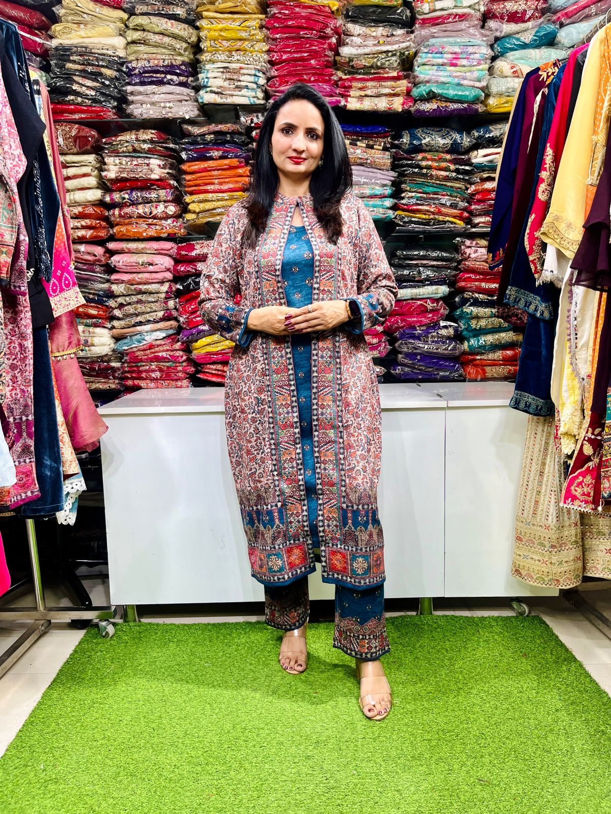 Premium Karachi Wool winter Three Peice Set with Coat