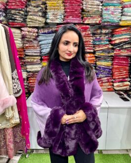 Premium Ombre Woollen Cape Poncho with Fur