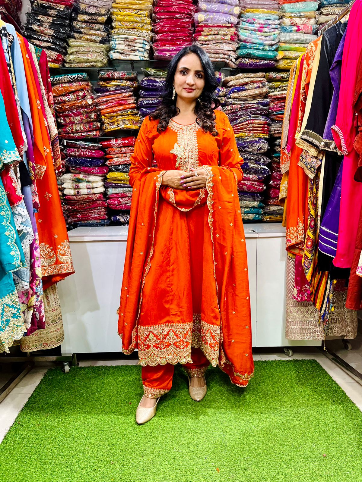 Pure Chinon Designer Anarkali Suit Set - Image 2