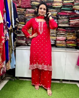 Pure Chinon Hand Embroidered Suit Set