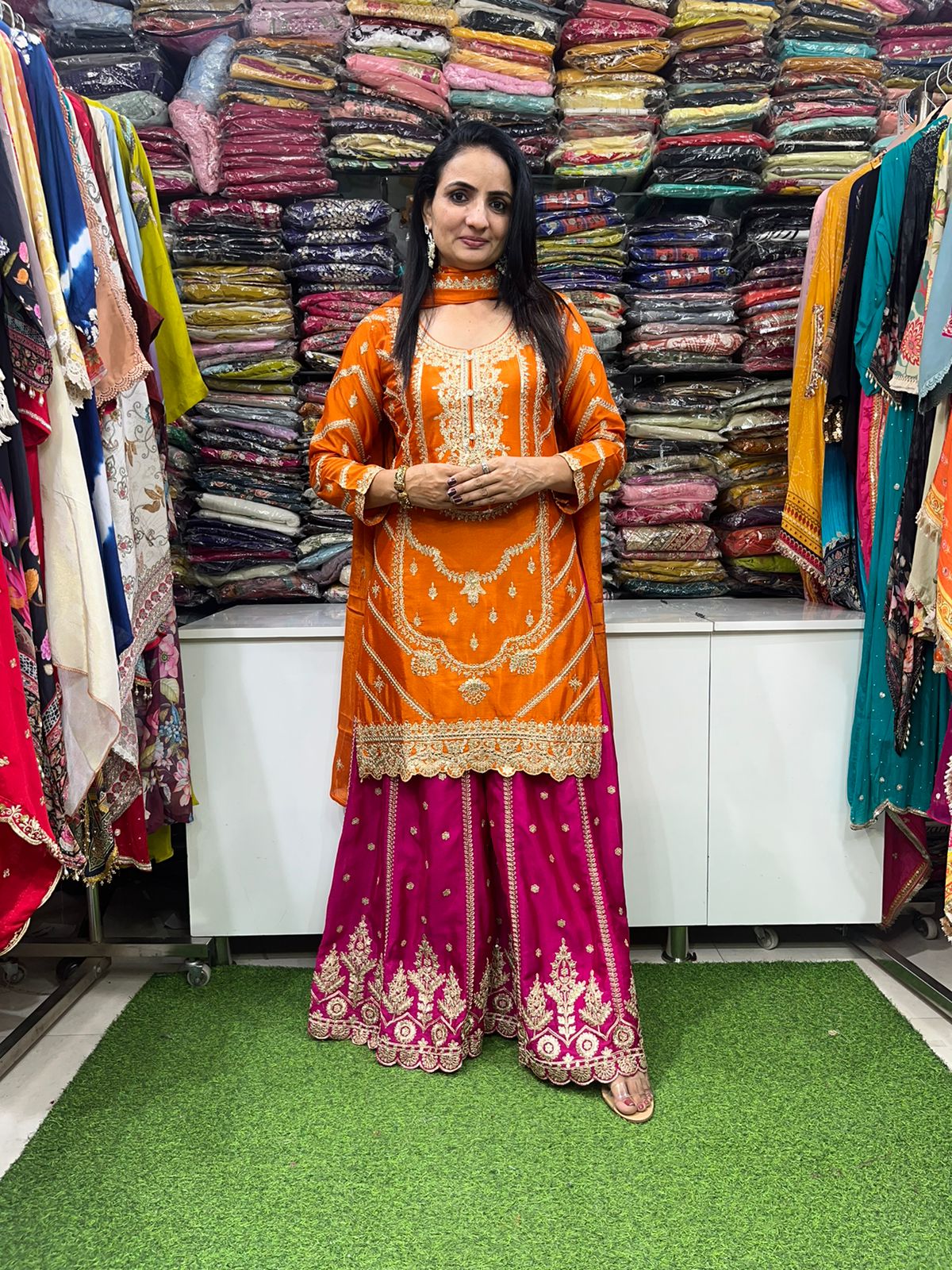 Pure Chinon Party Wear Embroidered Suit Set