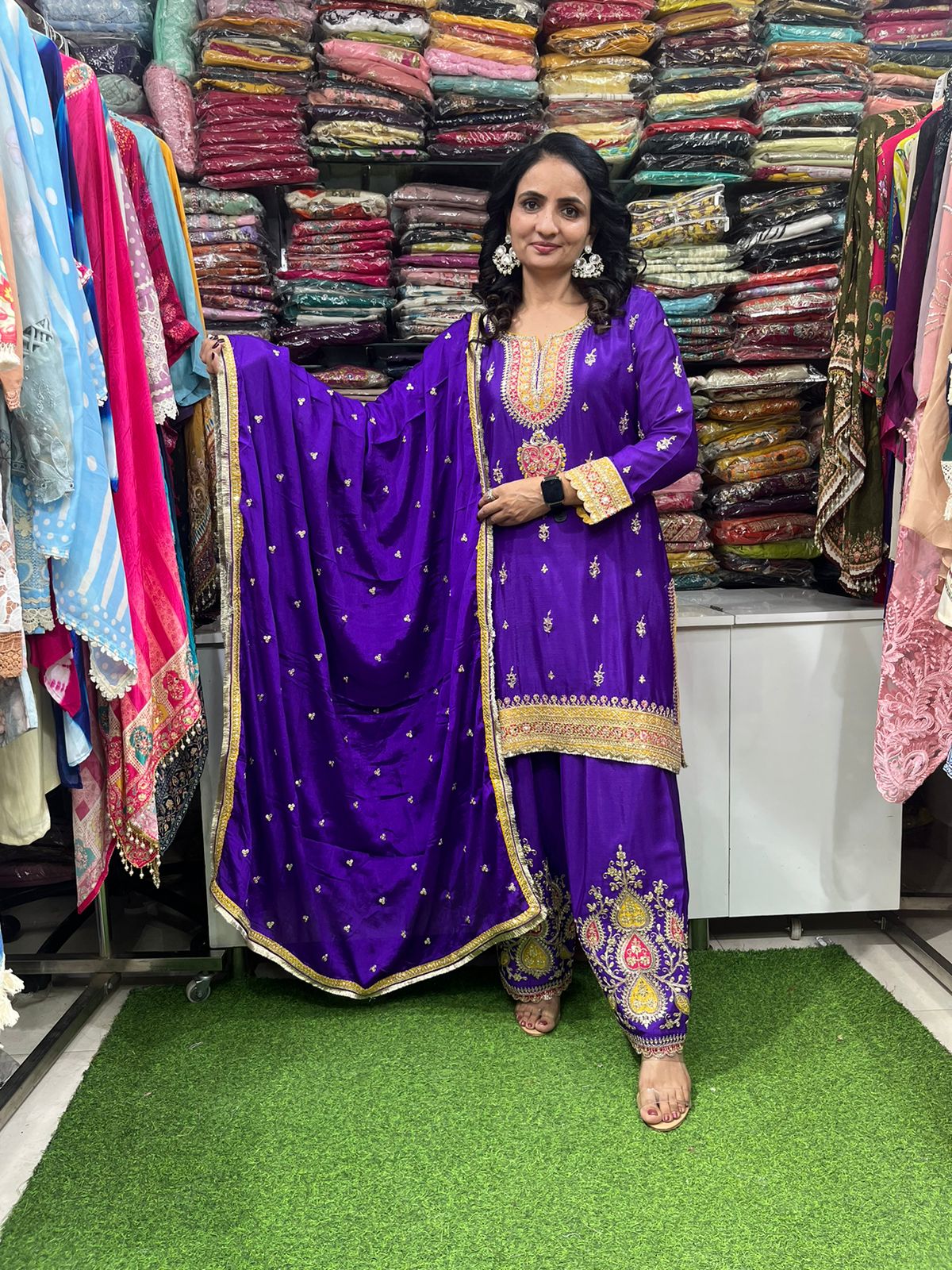 Pure Chinon Party Wear Farsi Salwar Set