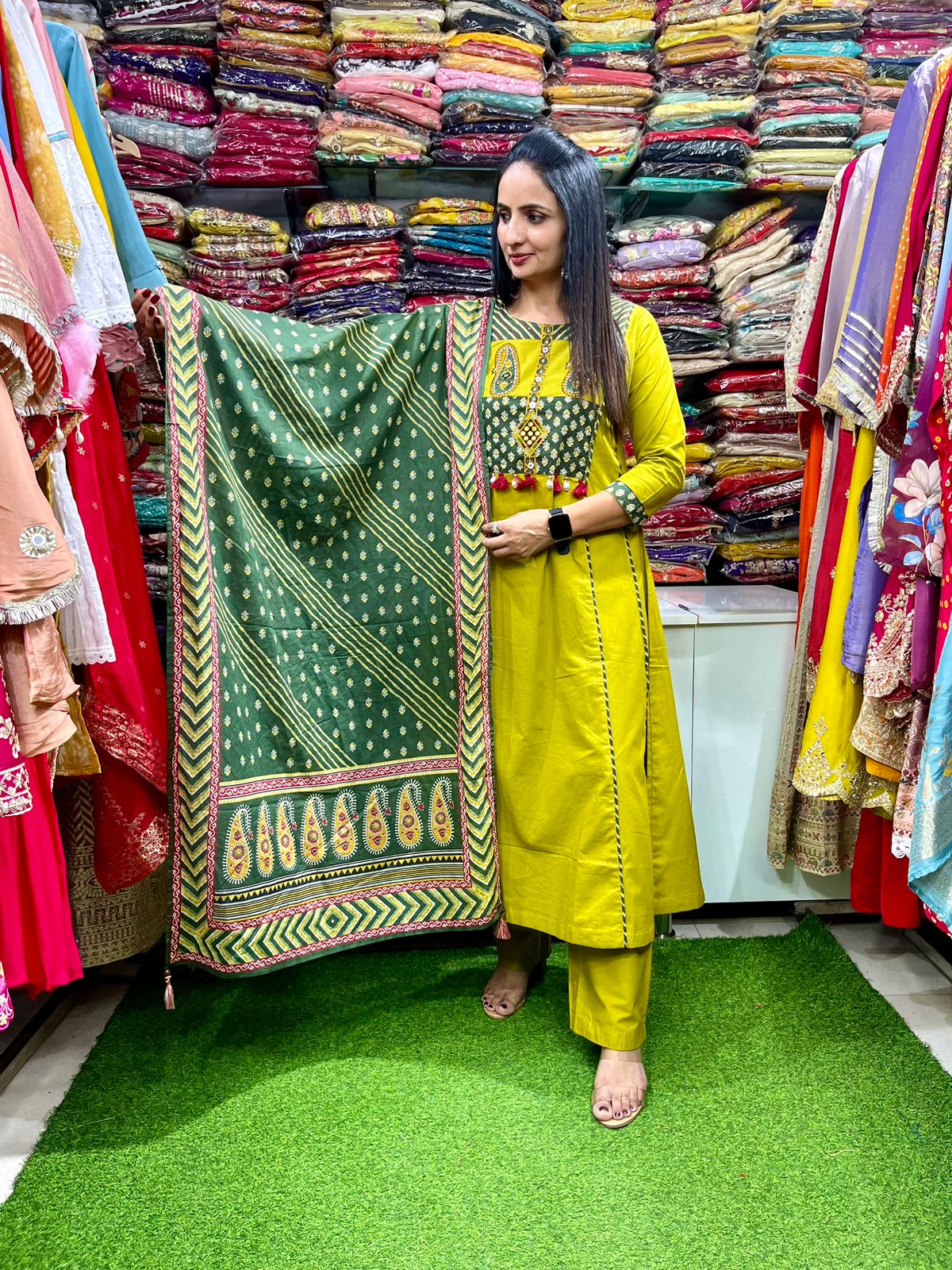 Pure Cotton A Line Suit with Embroidery - Image 2