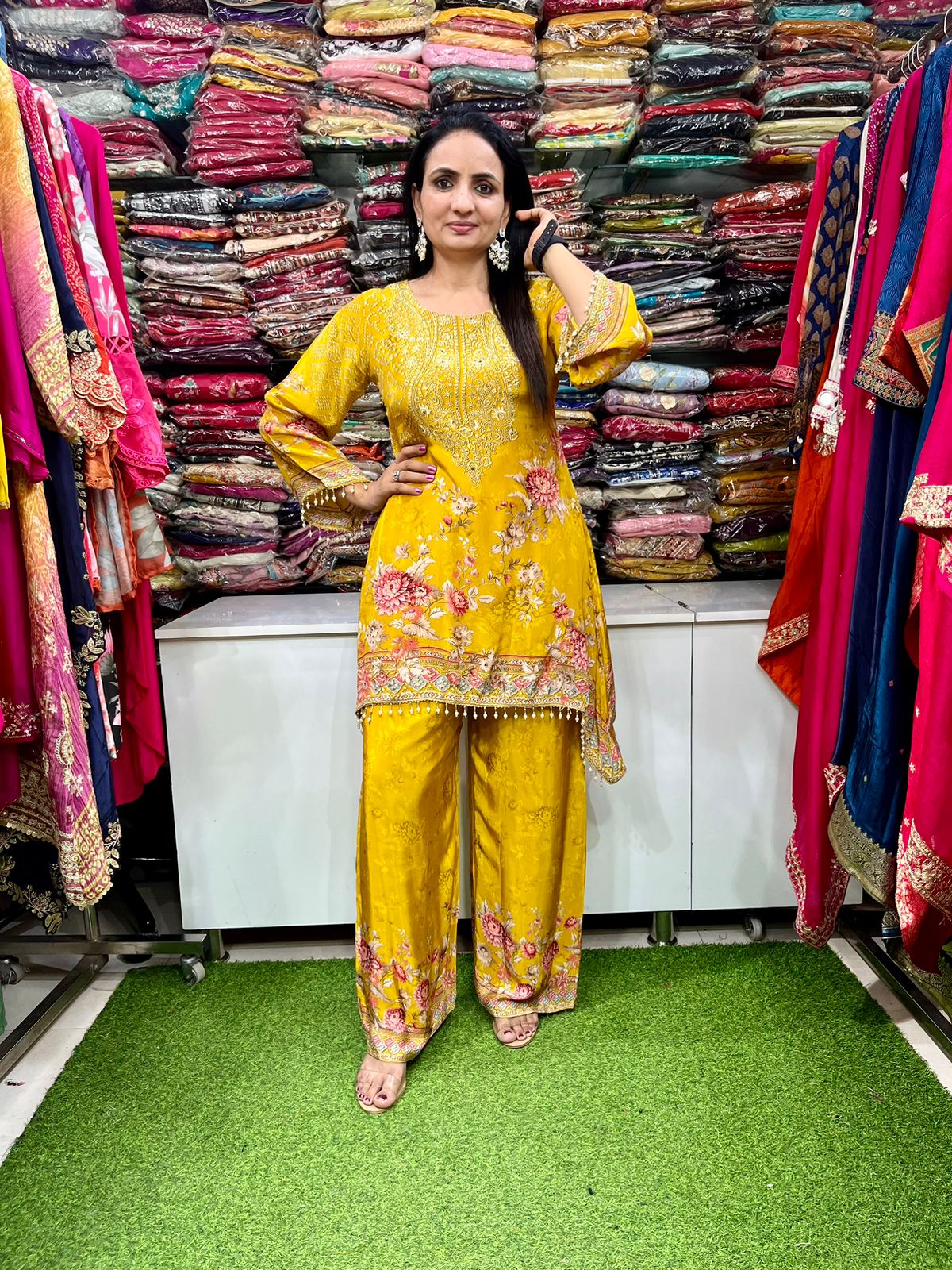 Pure Crape C Cut Designer Coord Set - Image 2