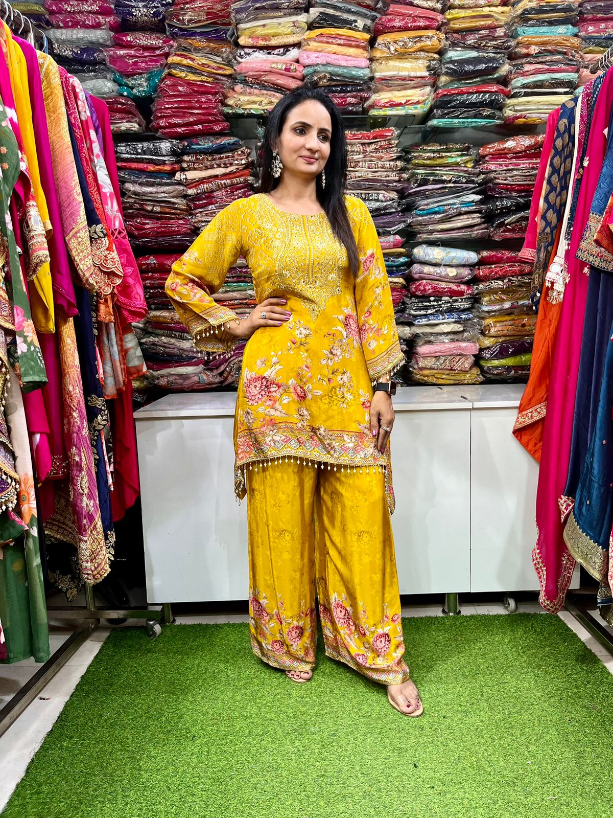 Pure Crape C Cut Designer Coord Set - Image 3