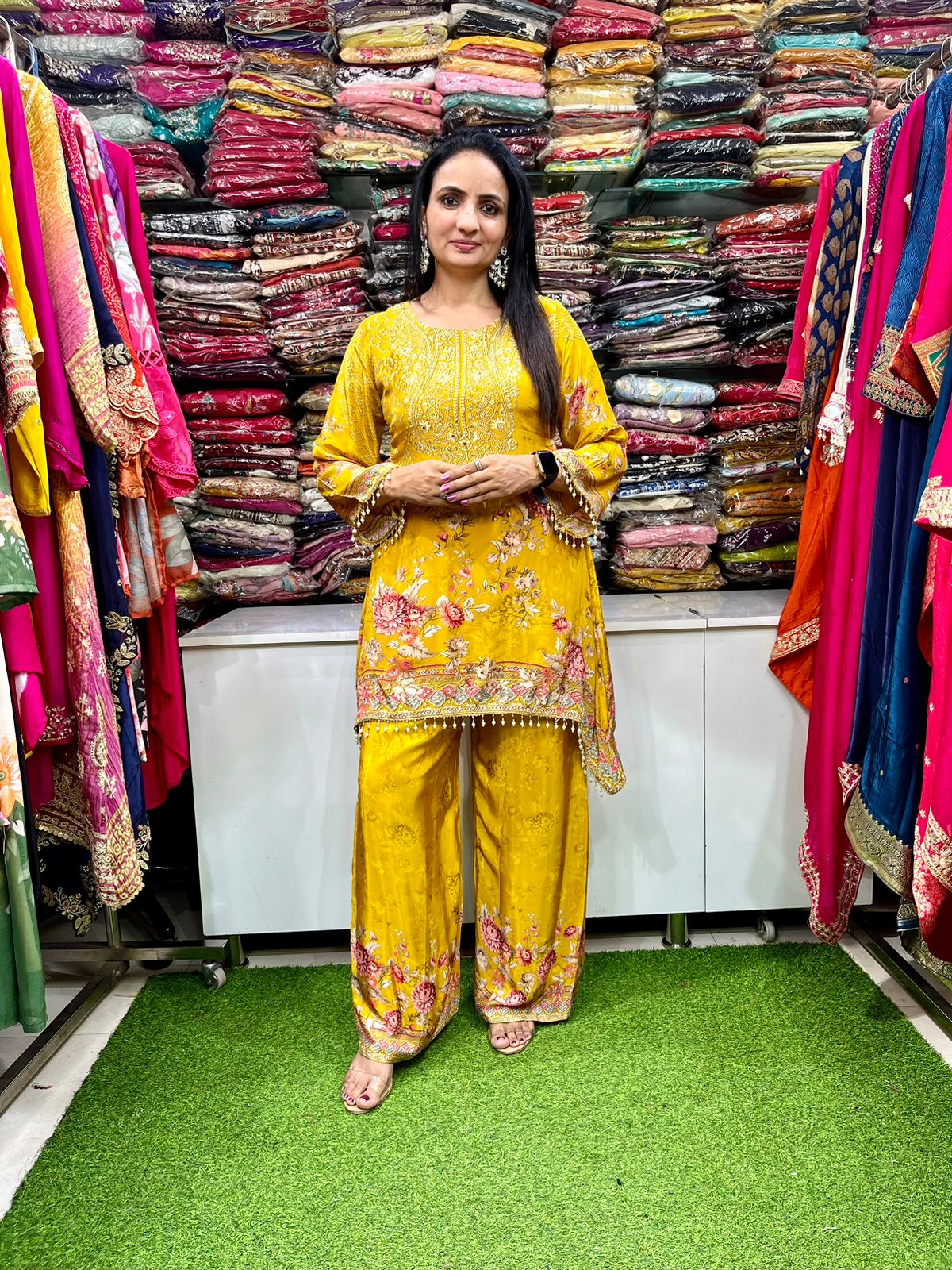 Pure Crape C Cut Designer Coord Set