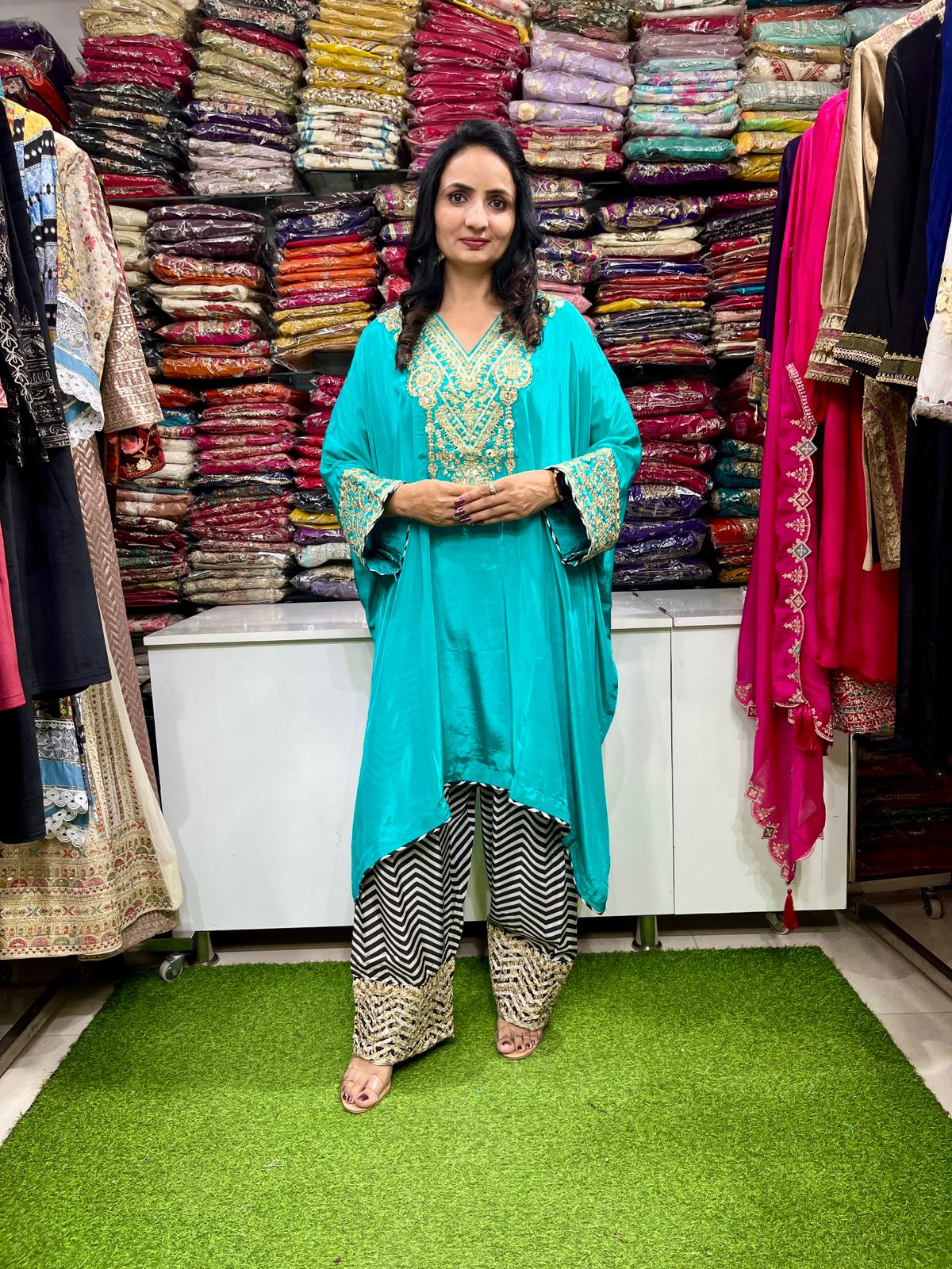 Pure Crape Designer Coord with Farsi Salwar