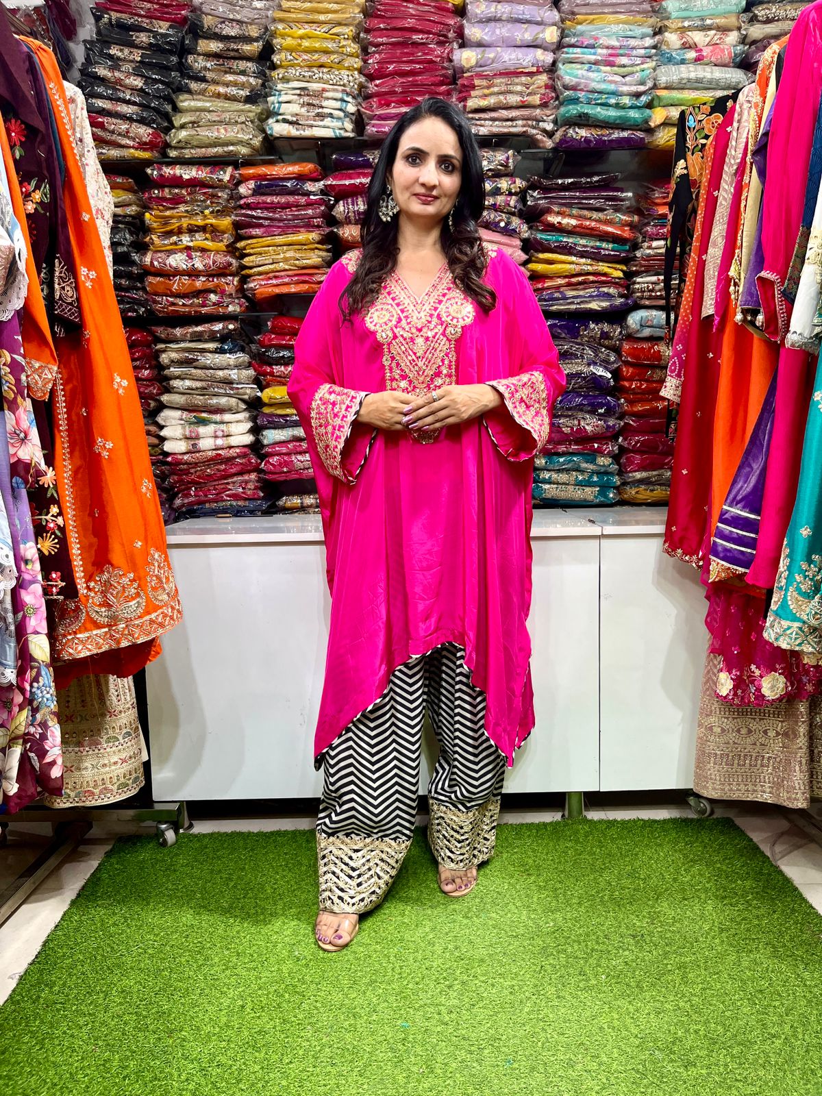 Pure Crape Designer Coord with Farsi Salwar