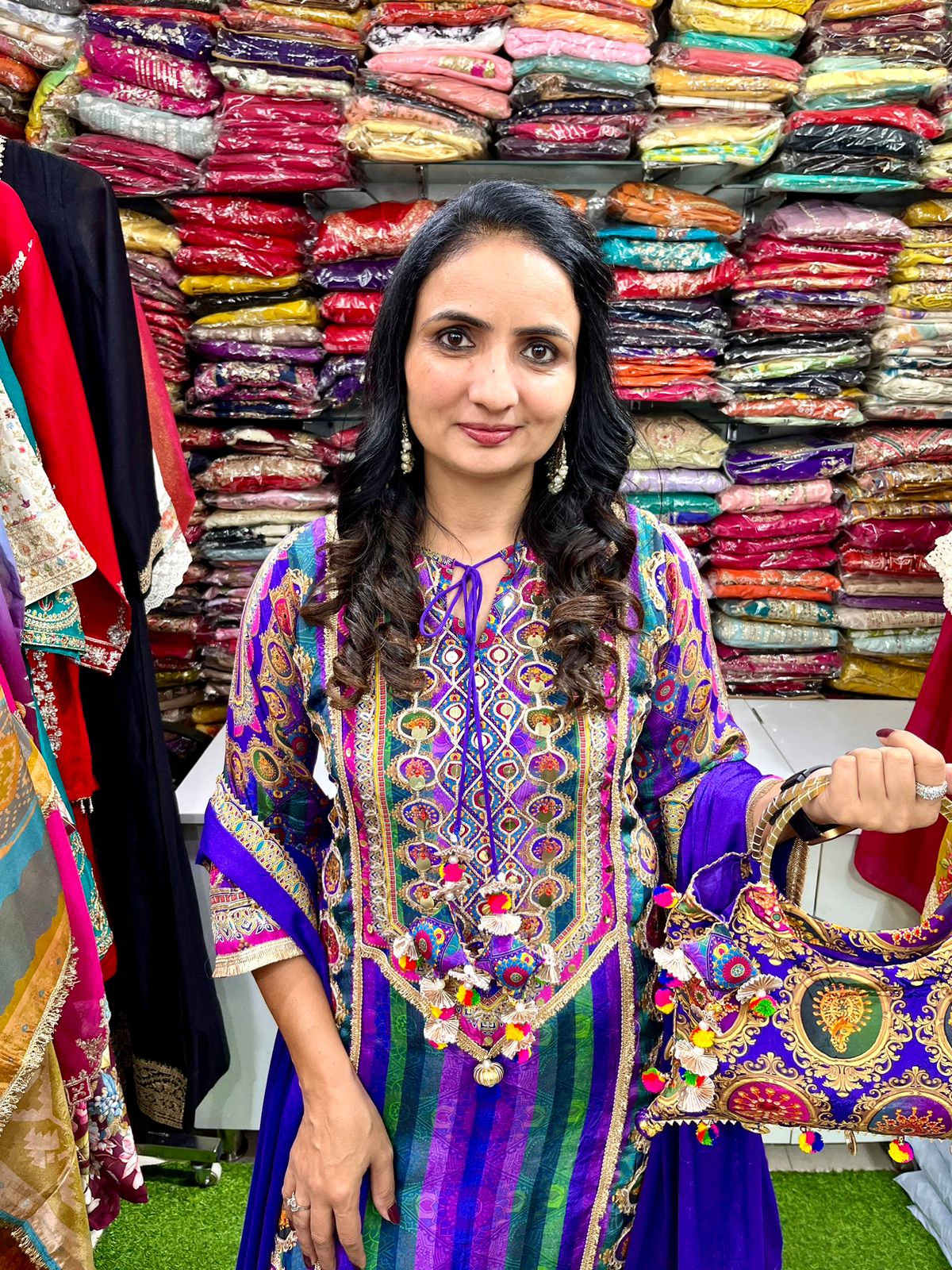 Pure Crape Designer Four Piece Set with Farshi - Image 4