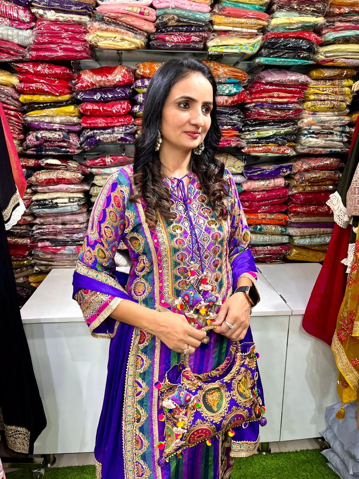 Pure Crape Designer Four Piece Set with Farshi - Image 3