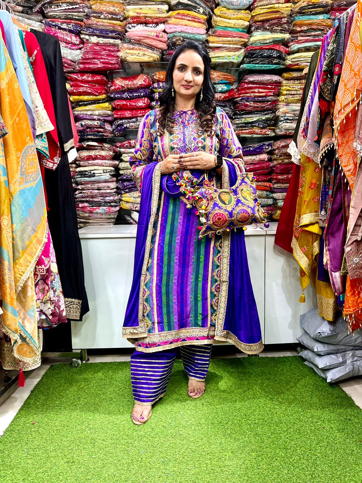 Pure Crape Designer Four Piece Set with Farshi - Image 2