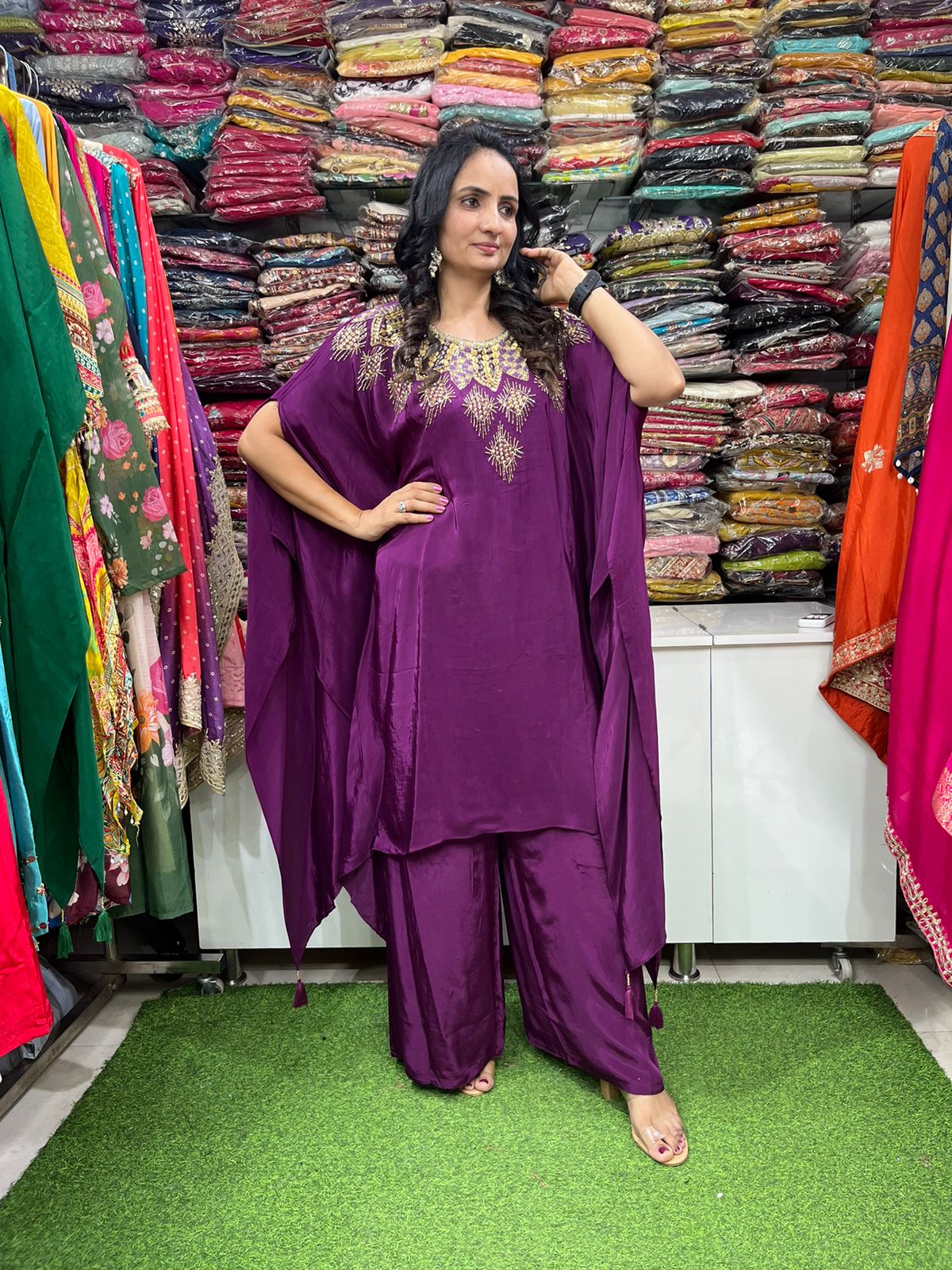 Pure Crape Designer Hand Embroidered Coord Set - Image 3