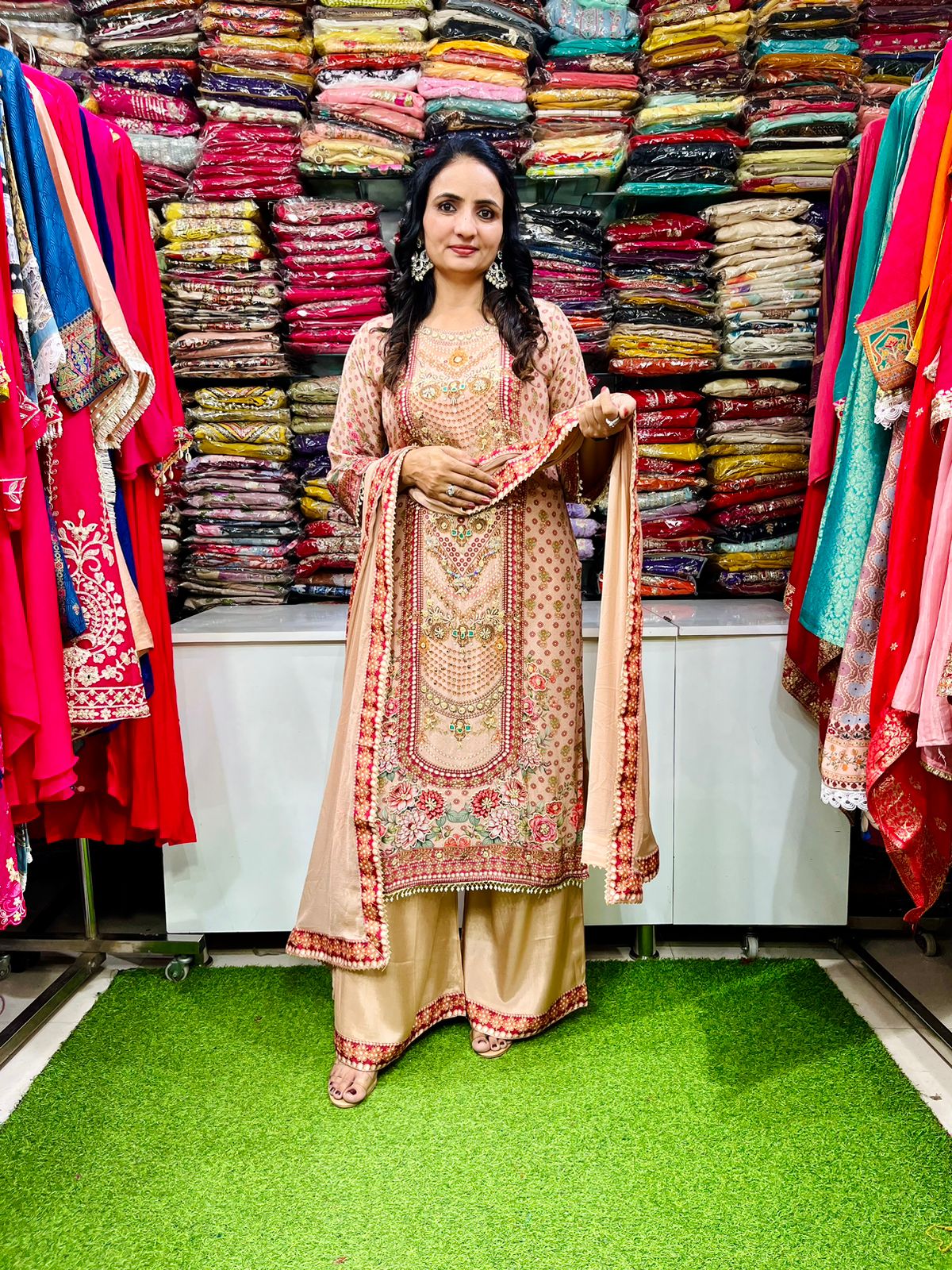 Pure Crape Designer Suit Set with Hand Embroidery - Image 2