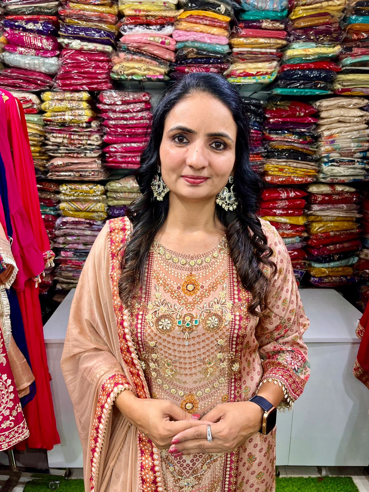 Pure Crape Designer Suit Set with Hand Embroidery - Image 3