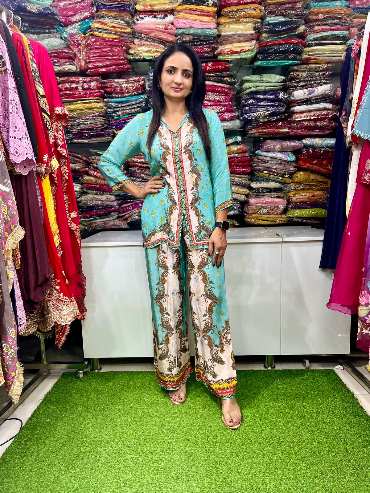 Pure Crape Digital Print Coord Set - Image 3