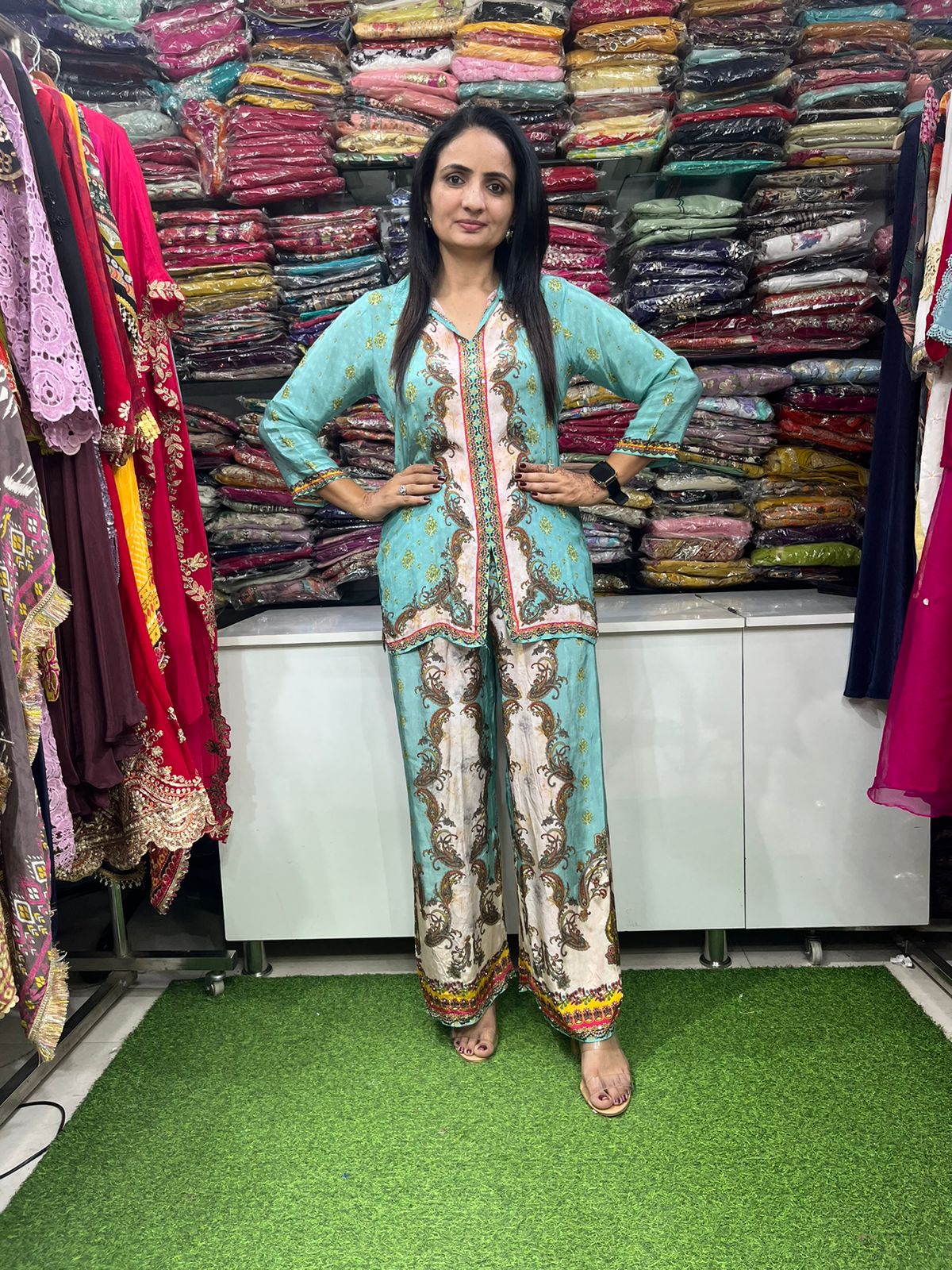 Pure Crape Digital Print Coord Set - Image 2