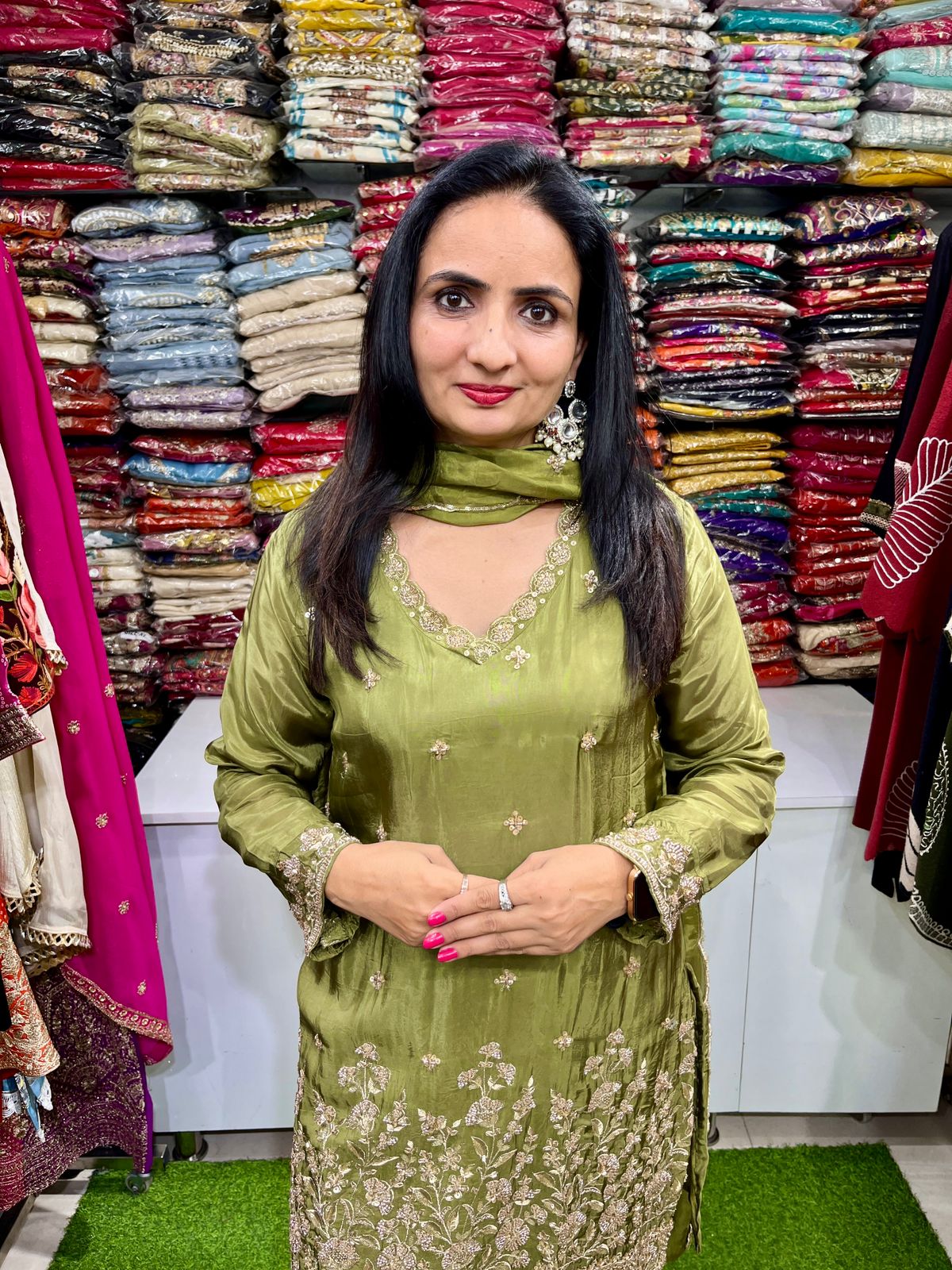 Pure Crape Farsi Salwar Suit - Image 2