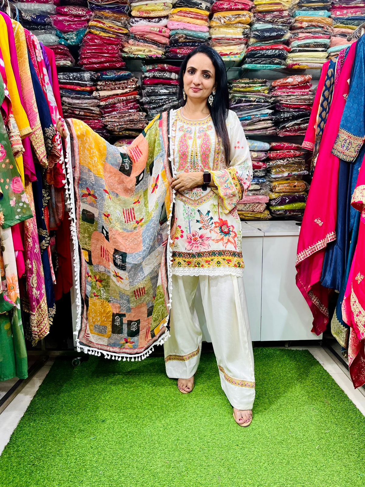 Pure Crape Farsi Salwar Suit