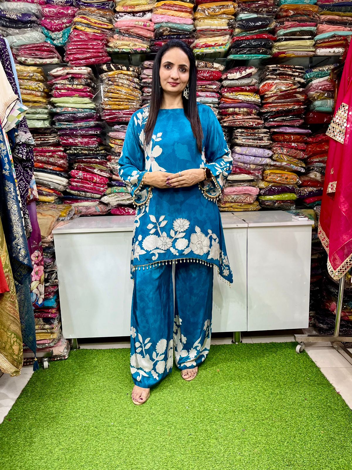 Pure Crape Hand Embroidered Coord Set