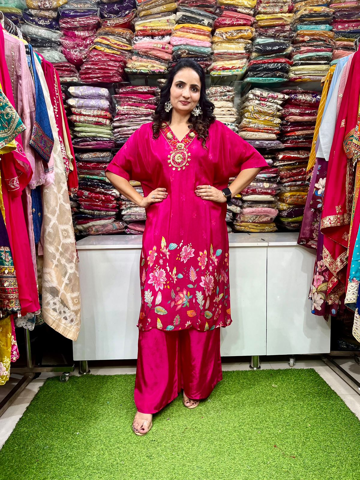 Pure Crape Hand Embroidered Coord with Digital Print - Image 2