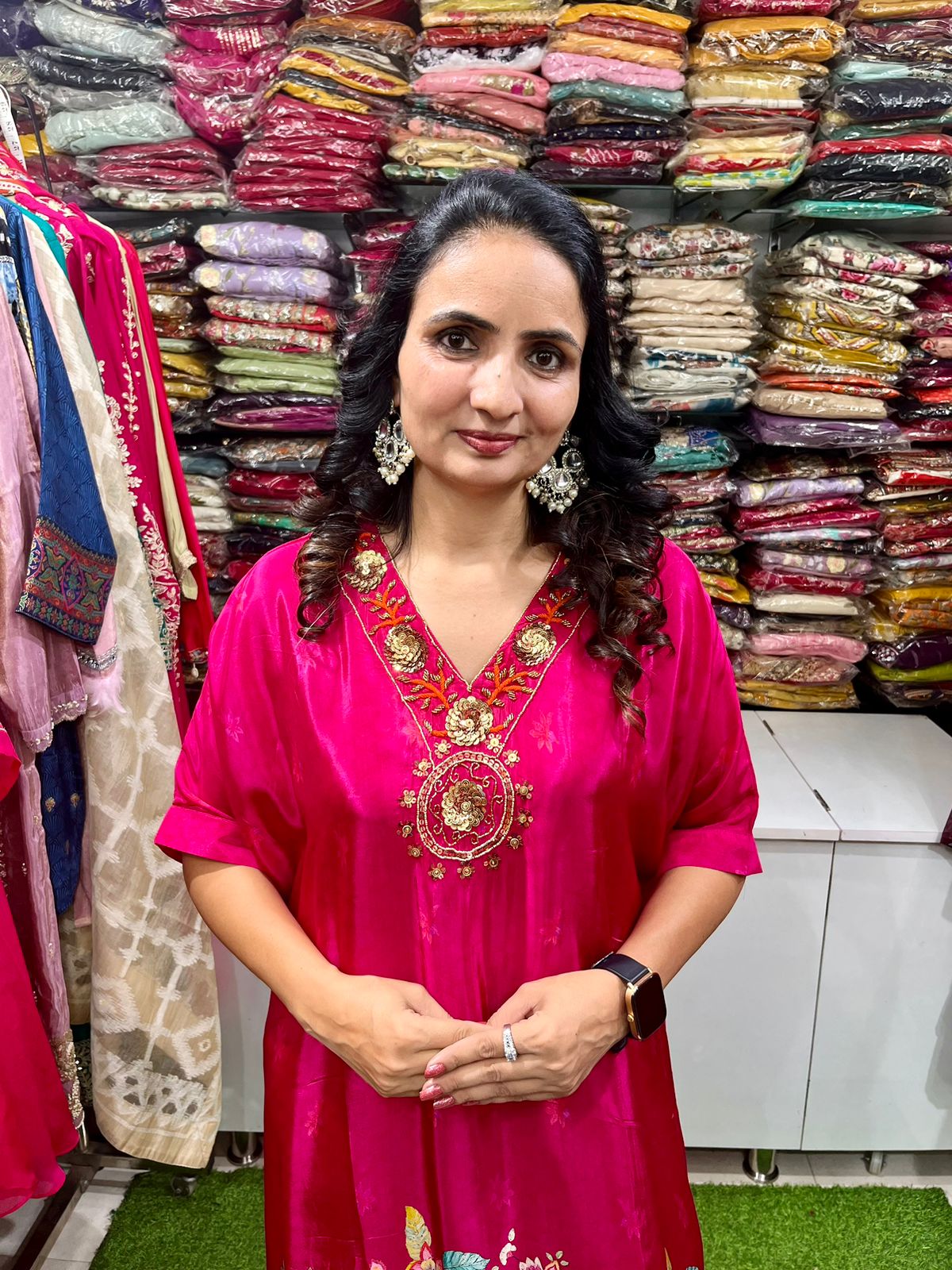 Pure Crape Hand Embroidered Coord with Digital Print - Image 3