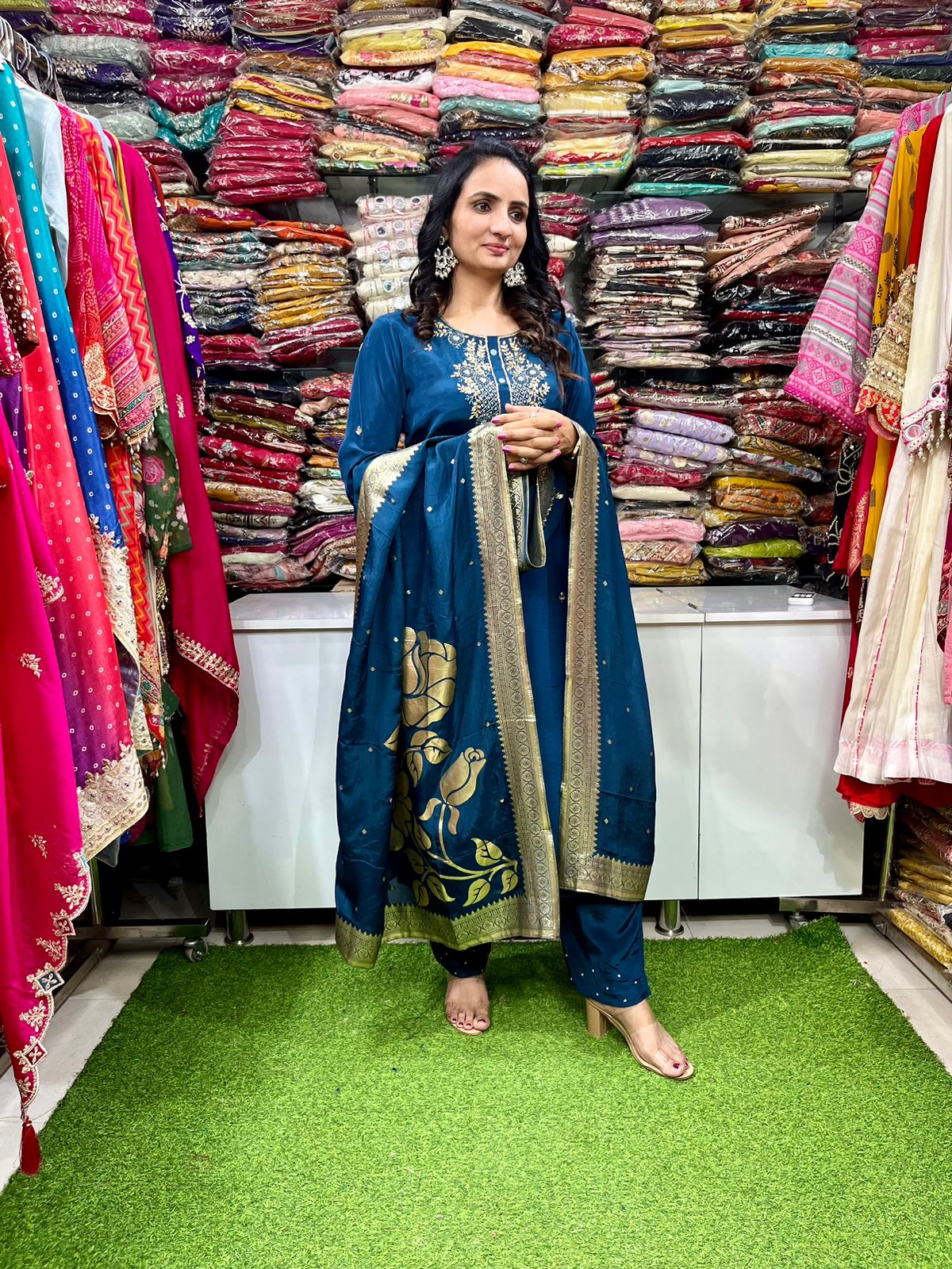 Pure Crape Hand Embroidered Suit - Image 4