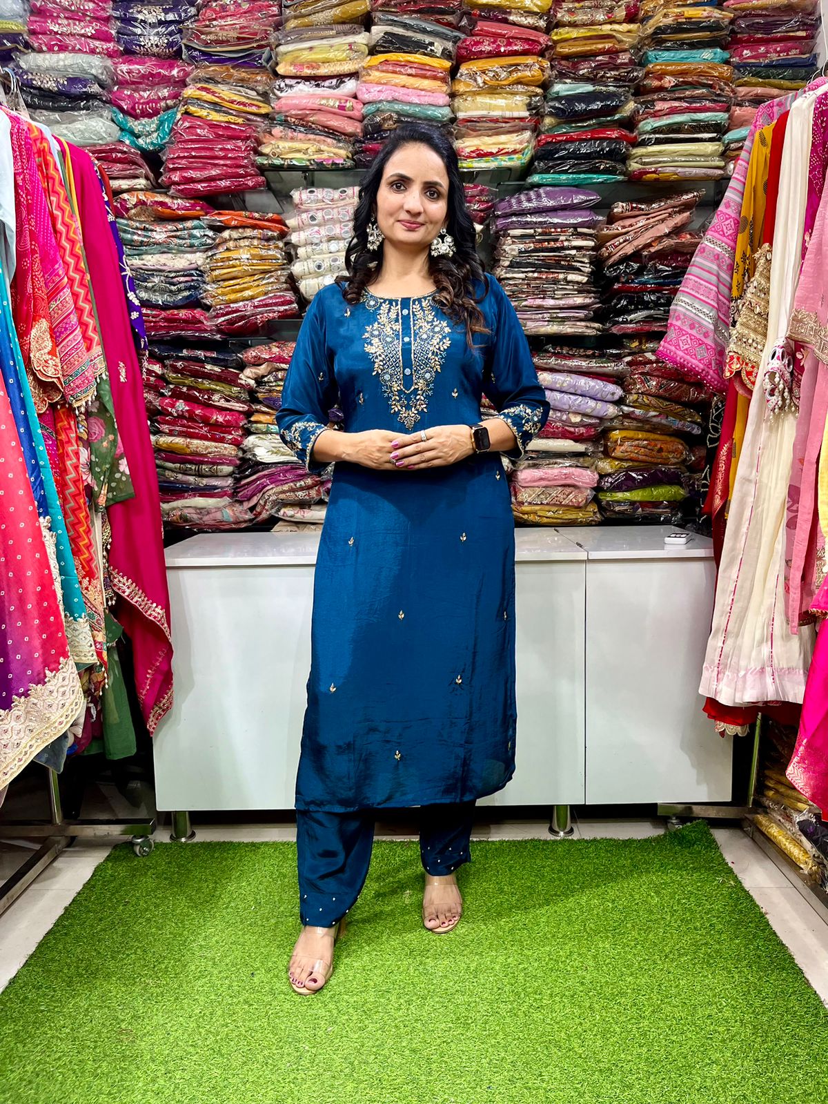 Pure Crape Hand Embroidered Suit - Image 2