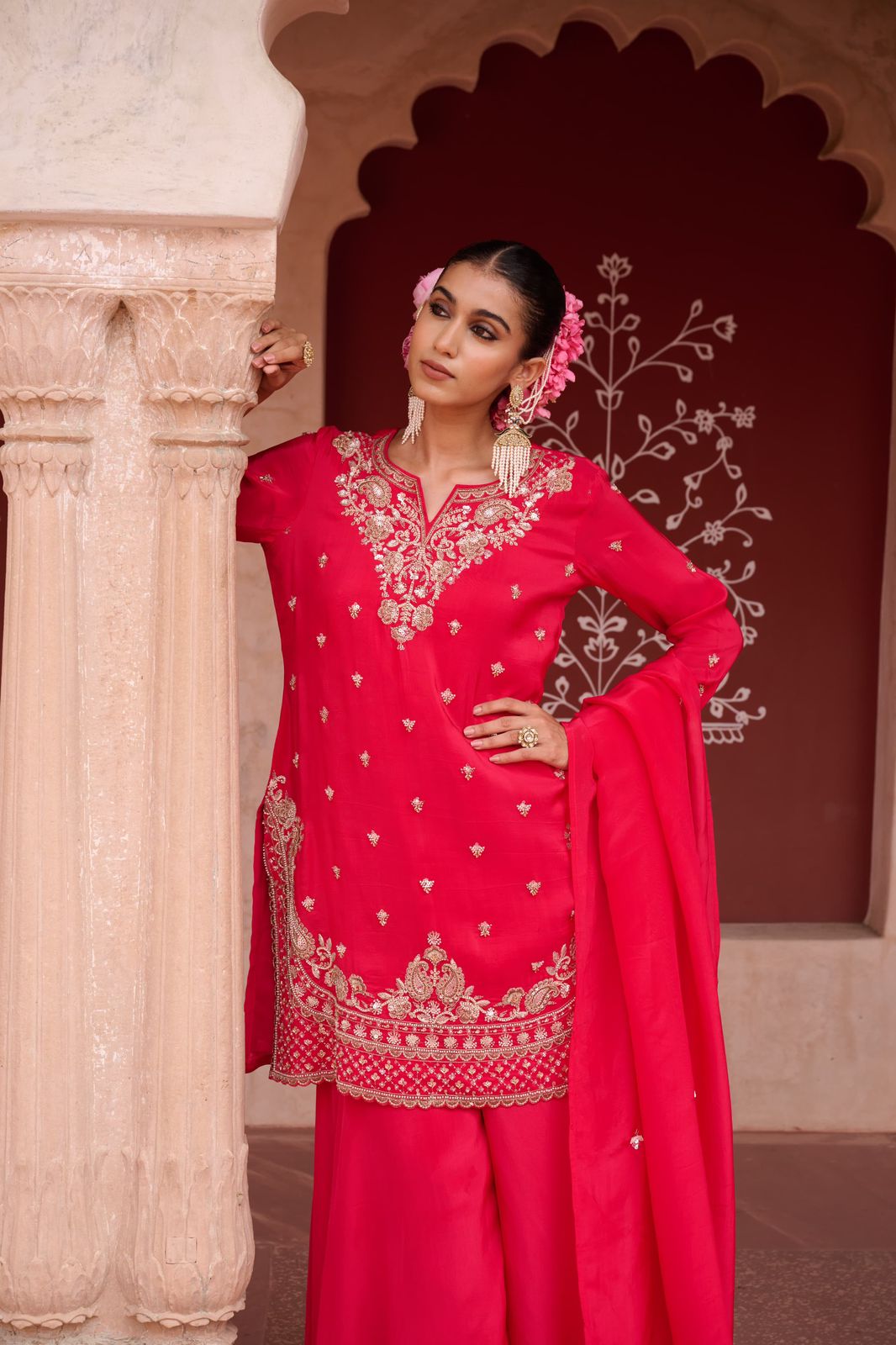 Pure Crape Hand Embroidered Suit Set