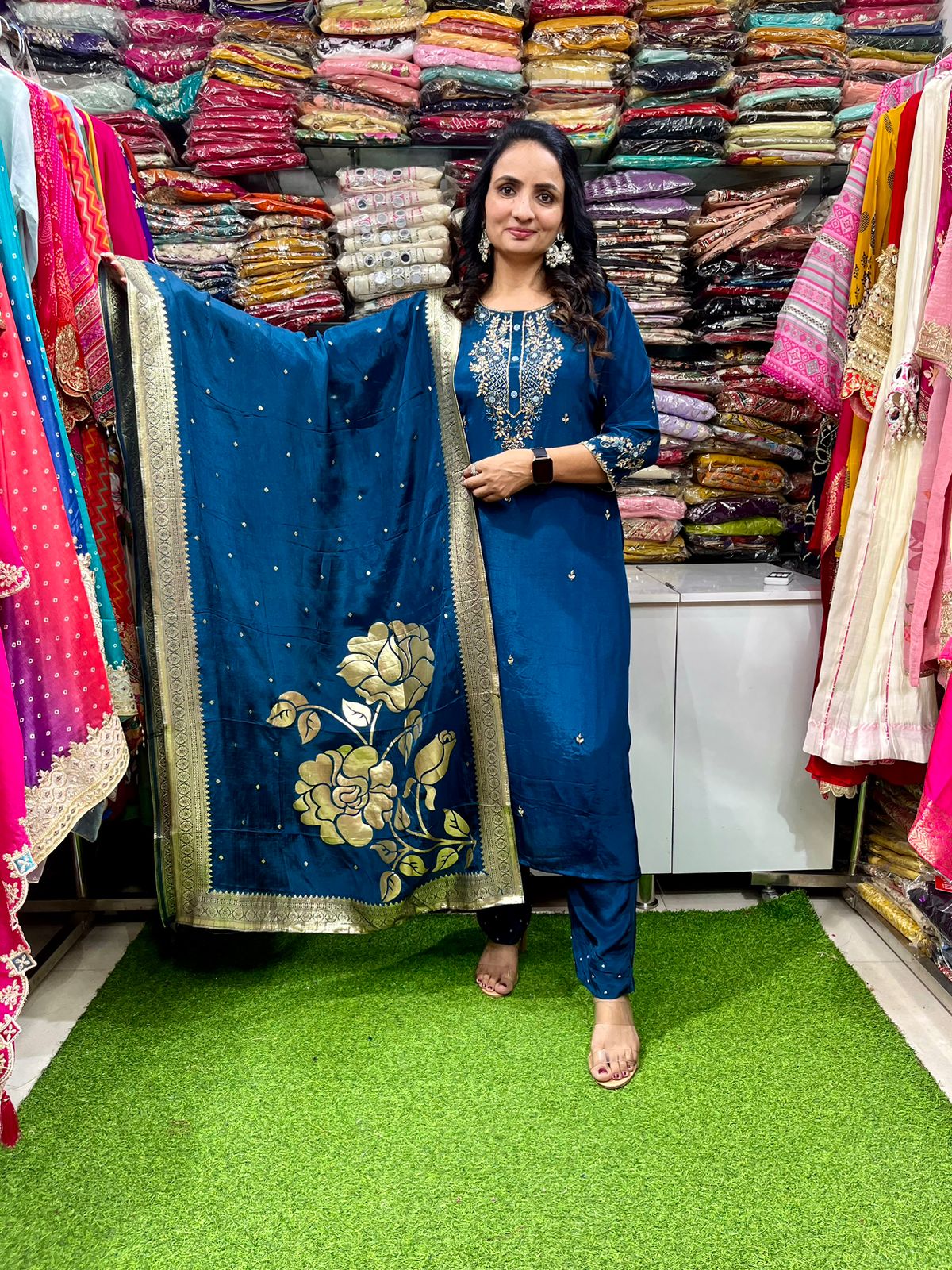 Pure Crape Hand Embroidered Suit