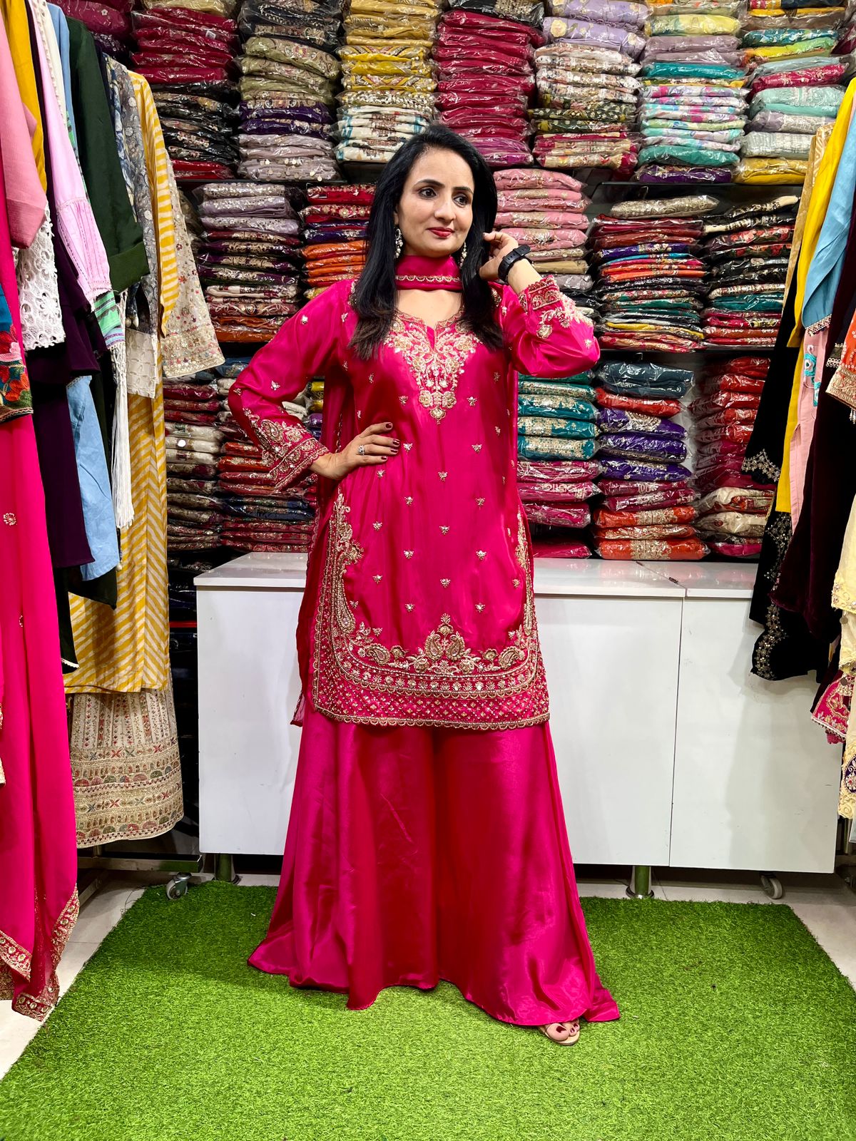 Pure Crape Party Wear Embroidered Suit Set - Image 3